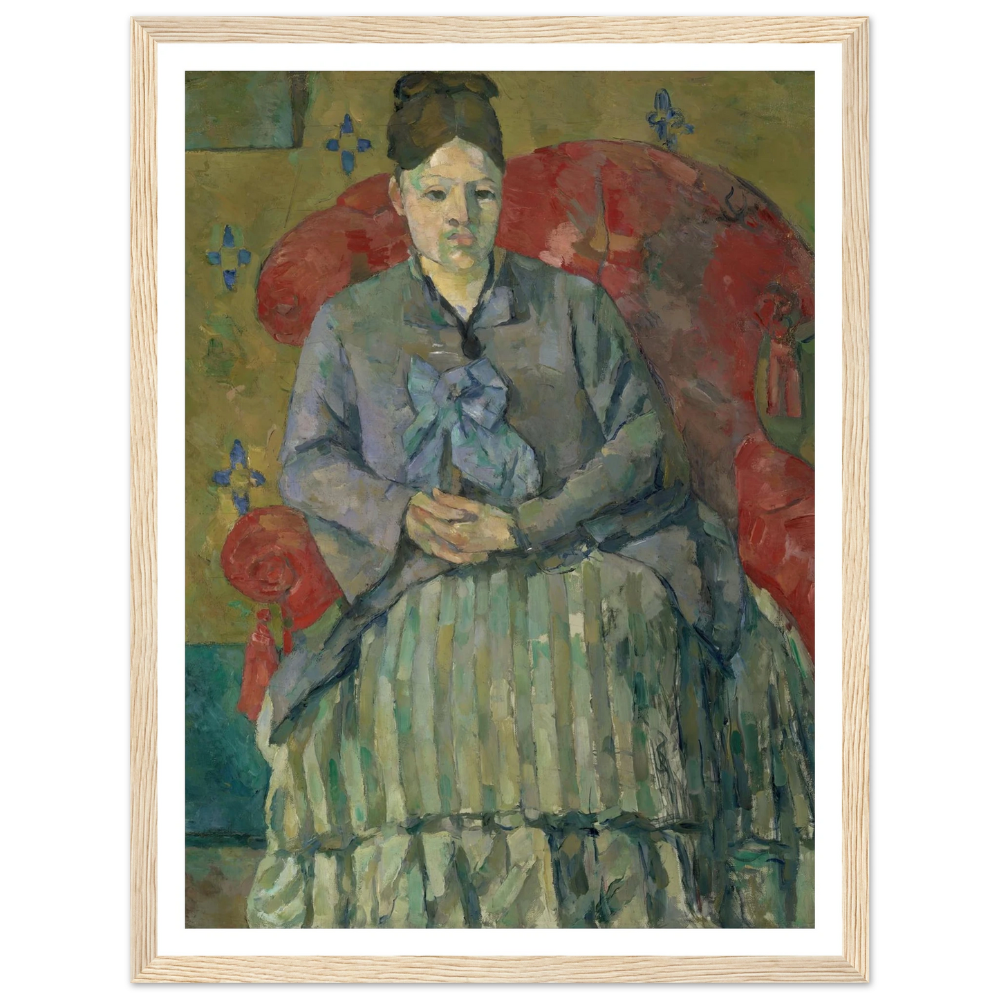Madame Cézanne in a Red Armchair (about 1877) Art Print | Paul Cezanne - Framed Poster - 30x40 cm / 12x16″ - Black frame