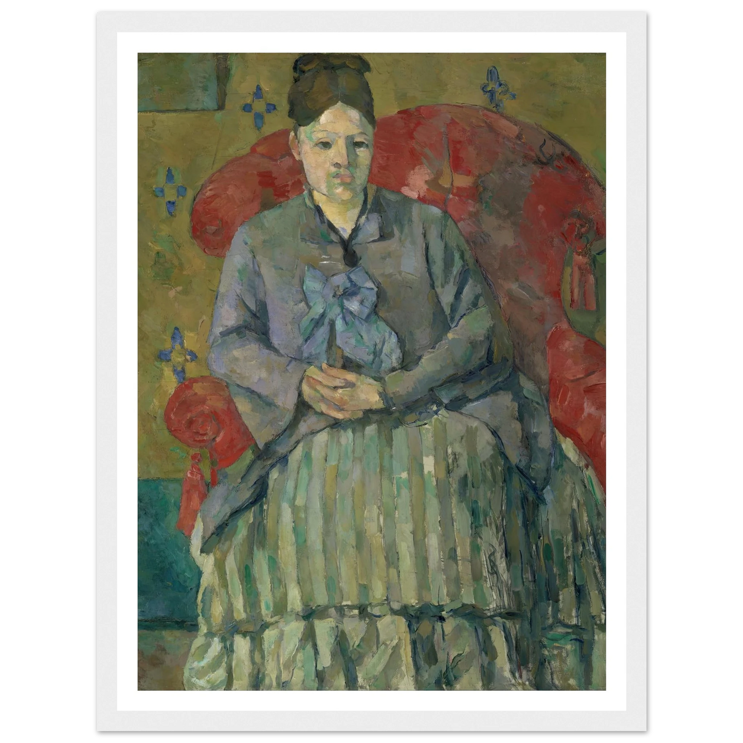 Madame Cézanne in a Red Armchair (about 1877) Art Print | Paul Cezanne - Framed Poster - 30x40 cm / 12x16″ - Black frame