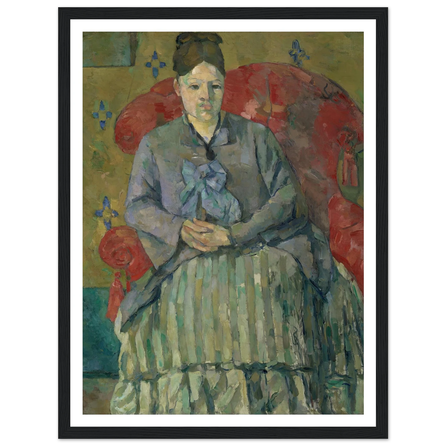 Madame Cézanne in a Red Armchair (about 1877) Art Print | Paul Cezanne - Framed Poster - 30x40 cm / 12x16″ - Black frame