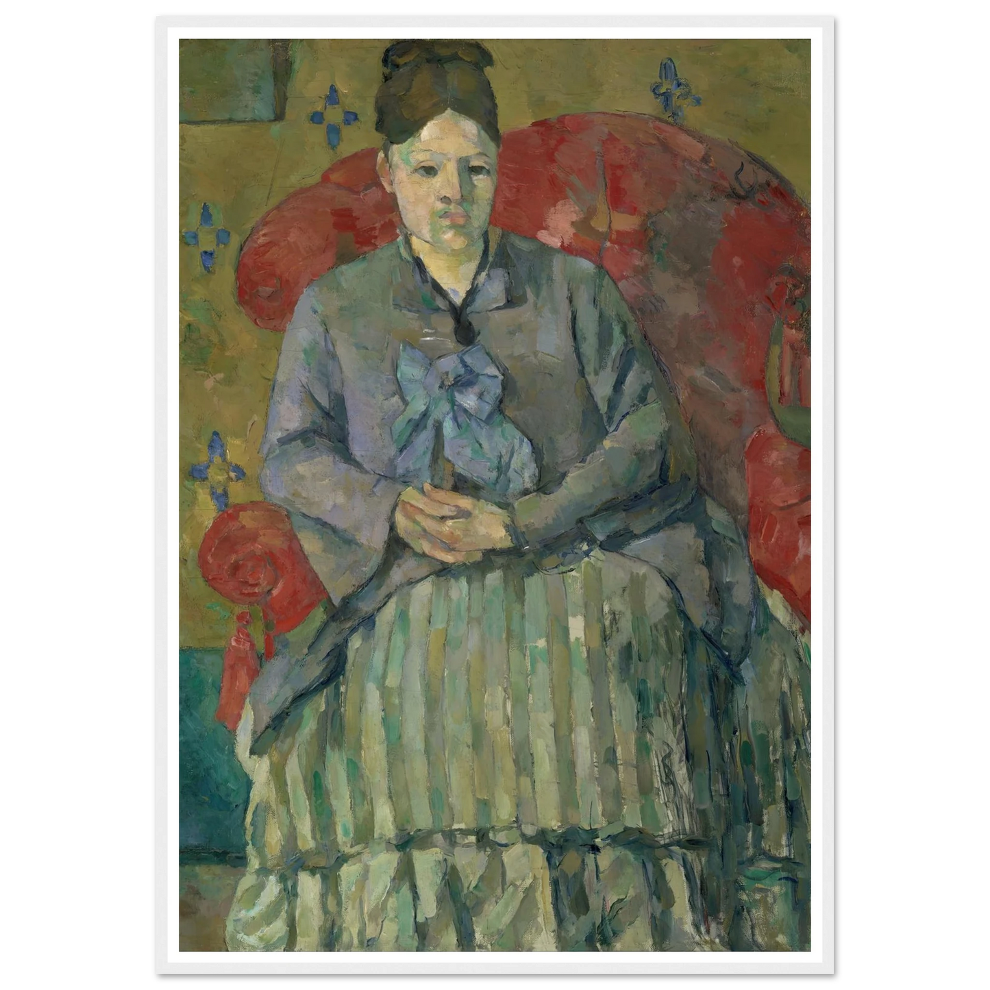 Madame Cézanne in a Red Armchair (about 1877) Art Print | Paul Cezanne - Framed Poster - 30x40 cm / 12x16″ - Black frame