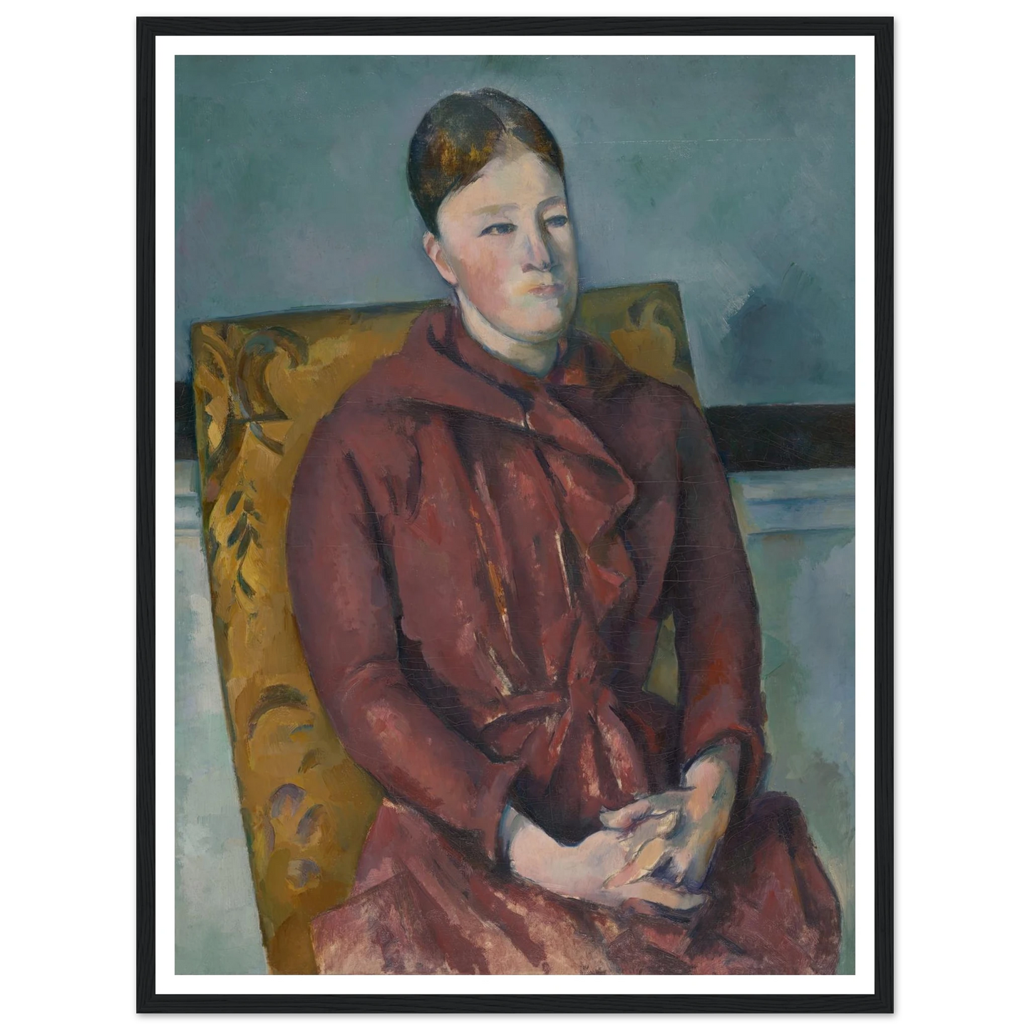 Madame Cézanne in a Yellow Chair (1888-90) Art Print | Paul Cezanne - Framed Poster - 30x40 cm / 12x16″ - Black frame