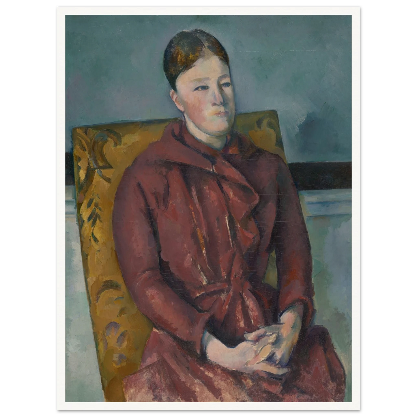 Madame Cézanne in a Yellow Chair (1888-90) Art Print | Paul Cezanne - Framed Poster - 30x40 cm / 12x16″ - Black frame