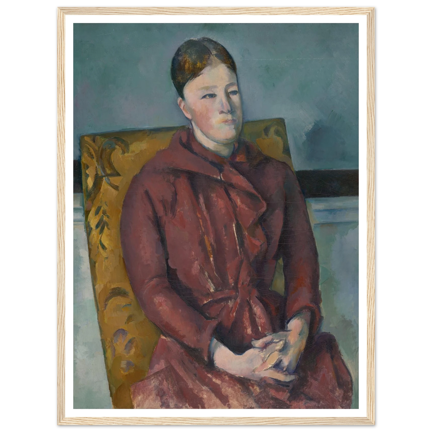 Madame Cézanne in a Yellow Chair (1888-90) Art Print | Paul Cezanne - Framed Poster - 30x40 cm / 12x16″ - Black frame
