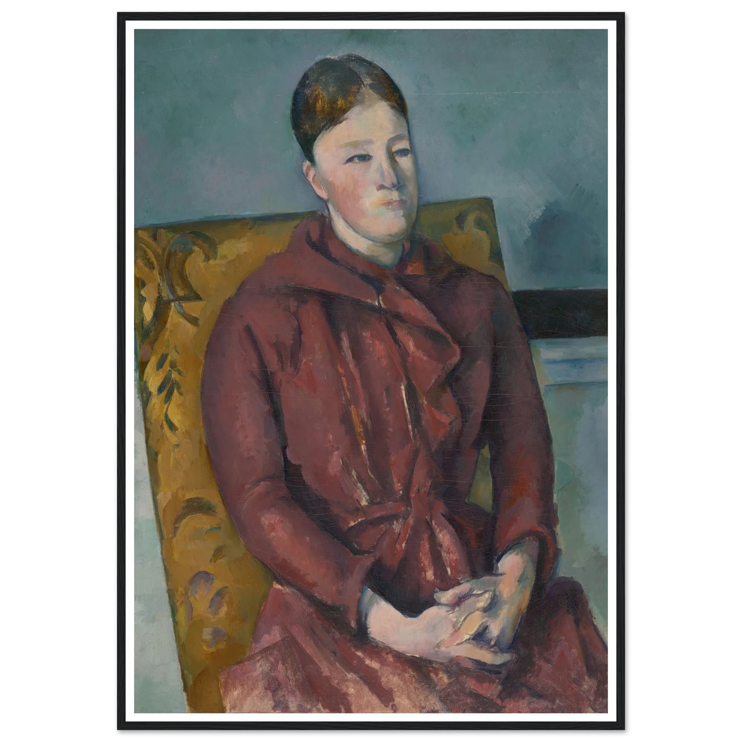 Madame Cézanne in a Yellow Chair (1888-90) Art Print | Paul Cezanne - Framed Poster - 30x40 cm / 12x16″ - Black frame