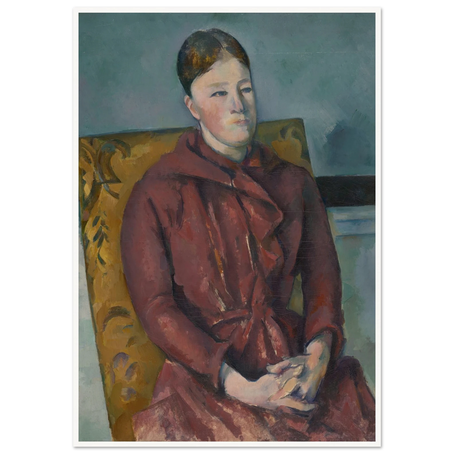 Madame Cézanne in a Yellow Chair (1888-90) Art Print | Paul Cezanne - Framed Poster - 30x40 cm / 12x16″ - Black frame