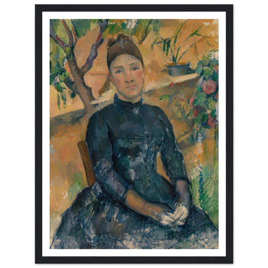 Madame Cézanne in the Conservatory (1891) Art Print | Paul Cezanne - Framed Poster - 30x40 cm / 12x16″ - Black frame