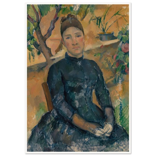Madame Cézanne in the Conservatory (1891) Art Print | Paul Cezanne - Framed Poster - 30x40 cm / 12x16″ - Black frame