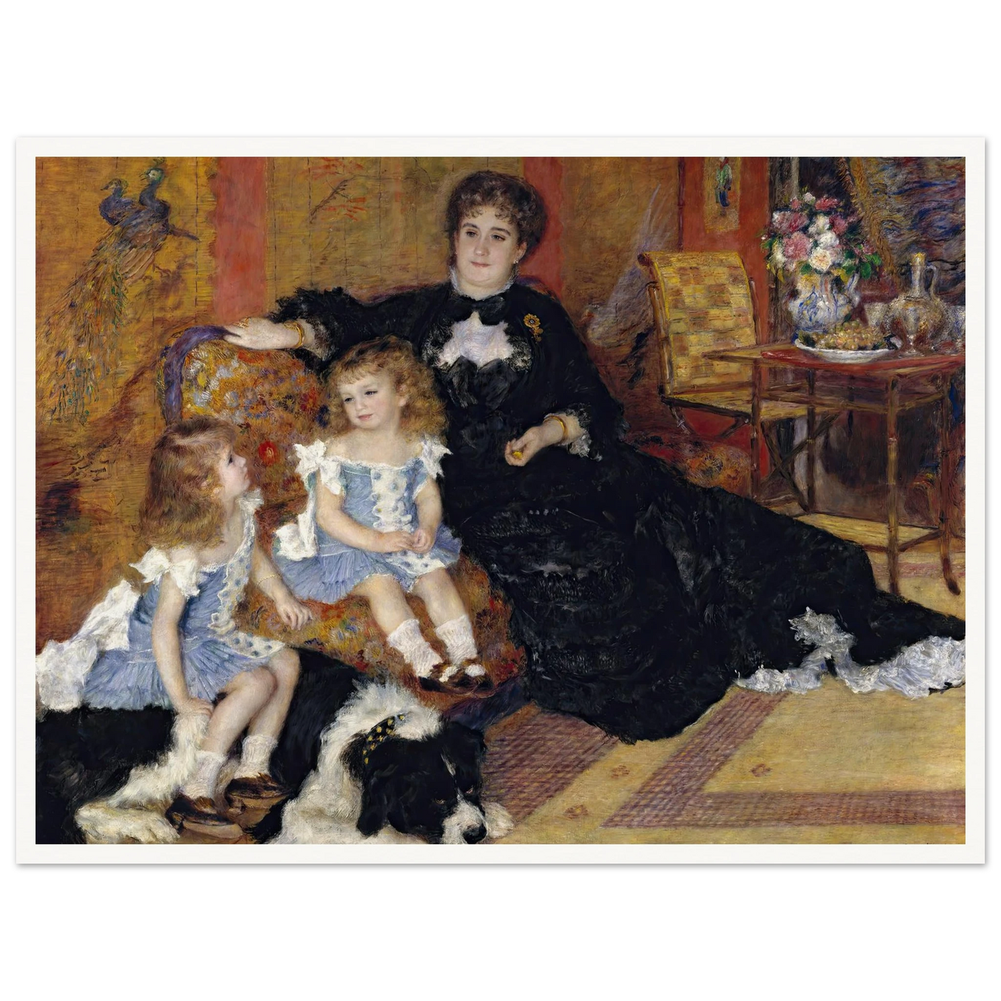 Madame Georges Charpentier (Marguérite-Louise Lemonnier, 1848–1904) and Her Children, Georgette-Berthe (1872–1945) and Paul-Émile-Charles (1875–1895) (1878) Art Print | Pierre Auguste Renoir - Framed Poster - 30x40 cm / 12x16″ - Black frame