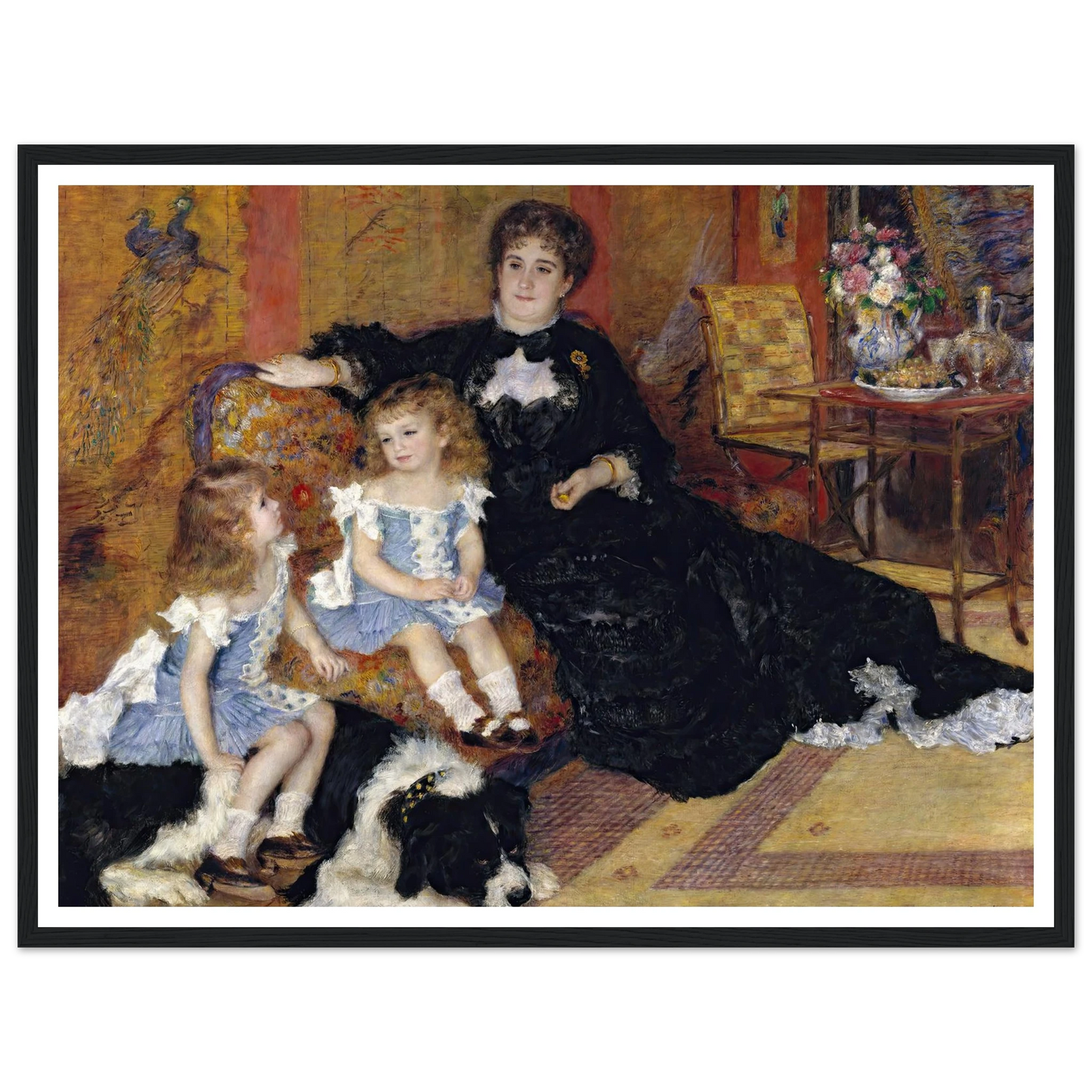 Madame Georges Charpentier (Marguérite-Louise Lemonnier, 1848–1904) and Her Children, Georgette-Berthe (1872–1945) and Paul-Émile-Charles (1875–1895) (1878) Art Print | Pierre Auguste Renoir - Framed Poster - 30x40 cm / 12x16″ - Black frame