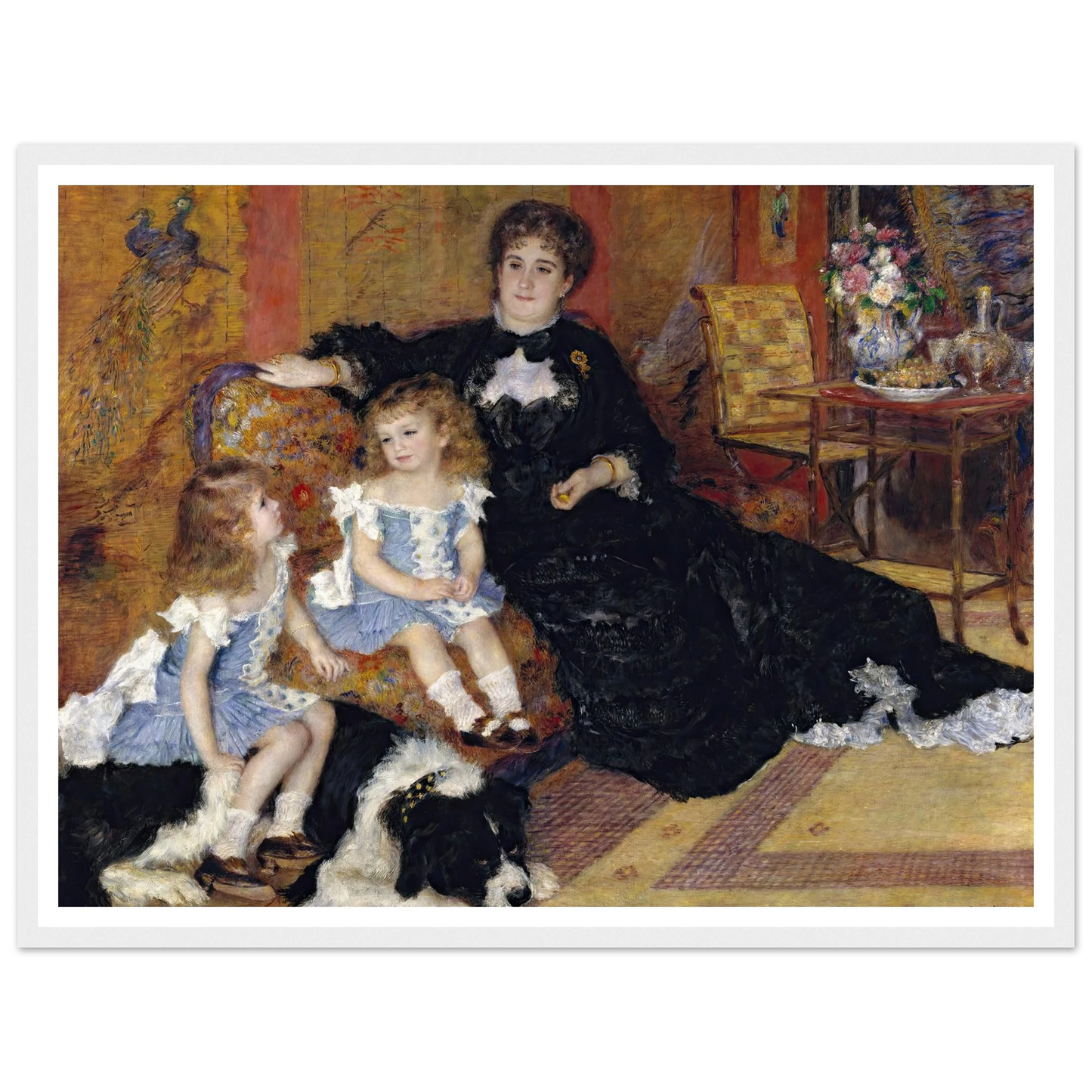Madame Georges Charpentier (Marguérite-Louise Lemonnier, 1848–1904) and Her Children, Georgette-Berthe (1872–1945) and Paul-Émile-Charles (1875–1895) (1878) Art Print | Pierre Auguste Renoir - Framed Poster - 30x40 cm / 12x16″ - Black frame