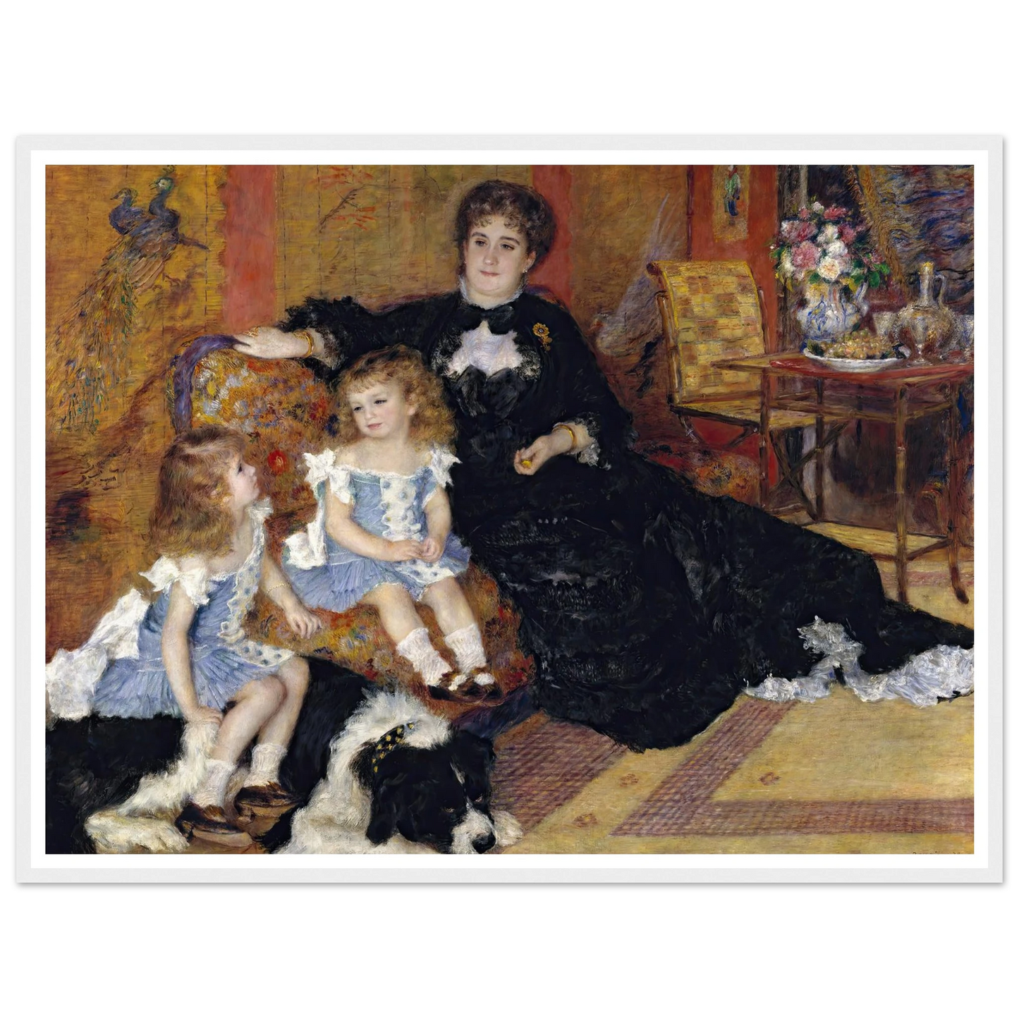Madame Georges Charpentier (Marguérite-Louise Lemonnier, 1848–1904) and Her Children, Georgette-Berthe (1872–1945) and Paul-Émile-Charles (1875–1895) (1878) Art Print | Pierre Auguste Renoir - Framed Poster - 30x40 cm / 12x16″ - Black frame