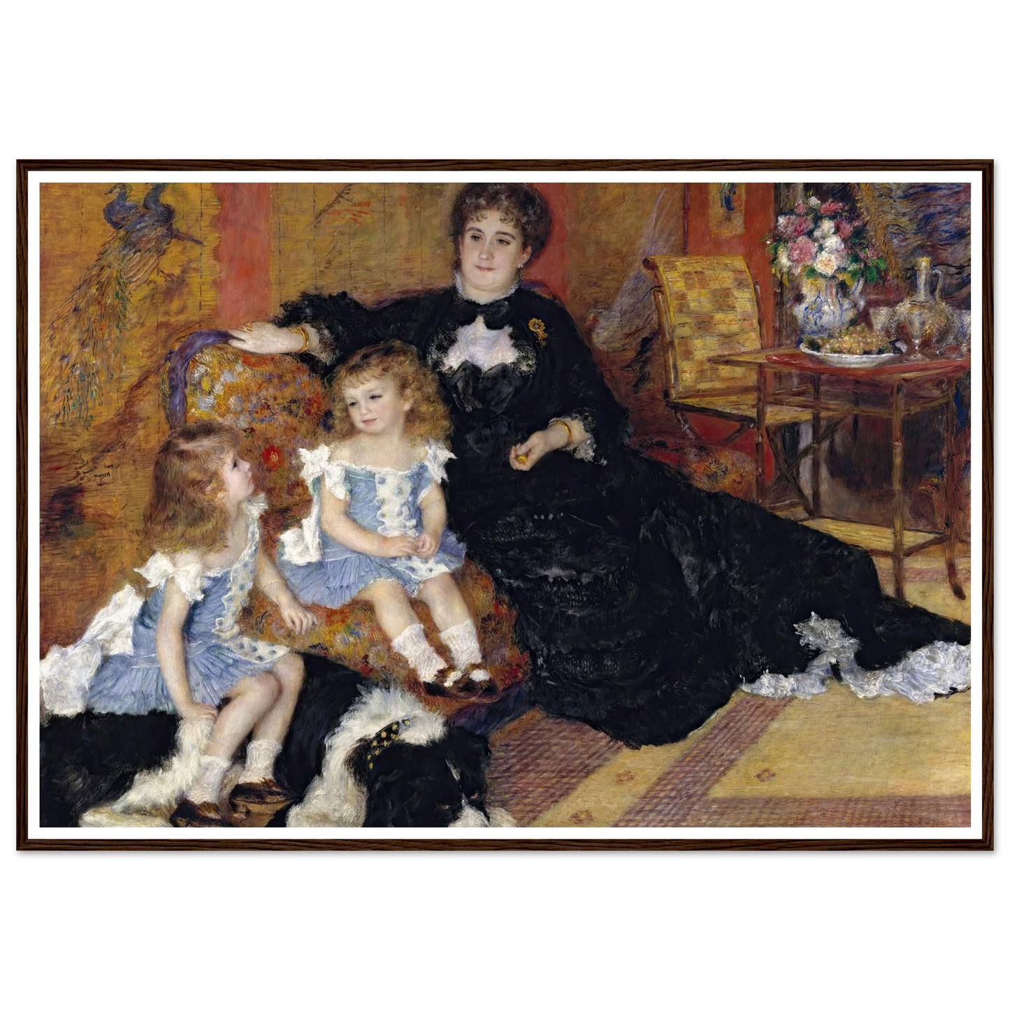 Madame Georges Charpentier (Marguérite-Louise Lemonnier, 1848–1904) and Her Children, Georgette-Berthe (1872–1945) and Paul-Émile-Charles (1875–1895) (1878) Art Print | Pierre Auguste Renoir - Framed Poster - 30x40 cm / 12x16″ - Black frame