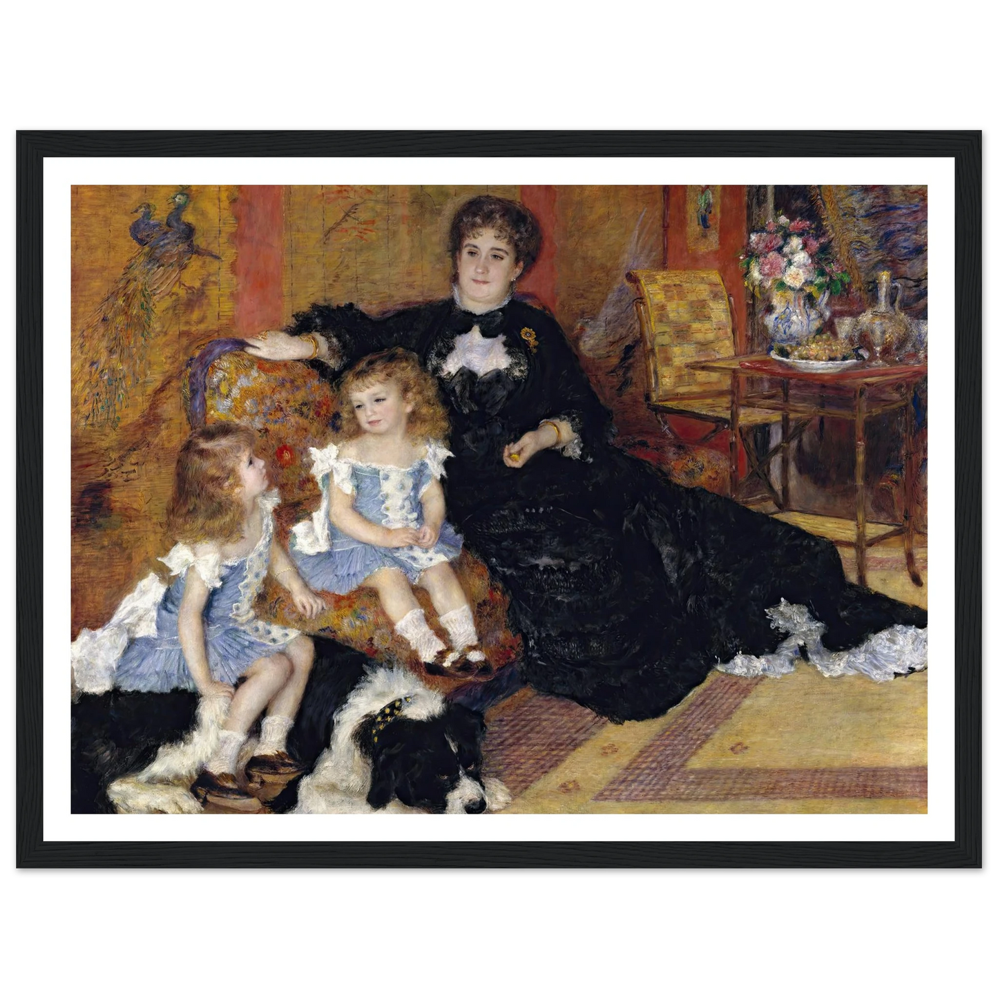 Madame Georges Charpentier (Marguérite-Louise Lemonnier, 1848–1904) and Her Children, Georgette-Berthe (1872–1945) and Paul-Émile-Charles (1875–1895) (1878) Art Print | Pierre Auguste Renoir - Framed Poster - 30x40 cm / 12x16″ - Black frame