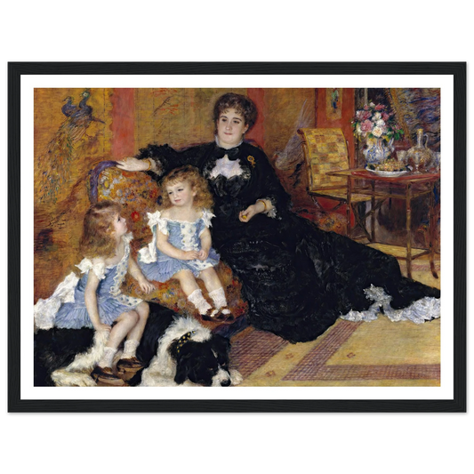 Madame Georges Charpentier (Marguérite-Louise Lemonnier, 1848–1904) and Her Children, Georgette-Berthe (1872–1945) and Paul-Émile-Charles (1875–1895) (1878) Art Print | Pierre Auguste Renoir - Framed Poster - 30x40 cm / 12x16″ - Black frame