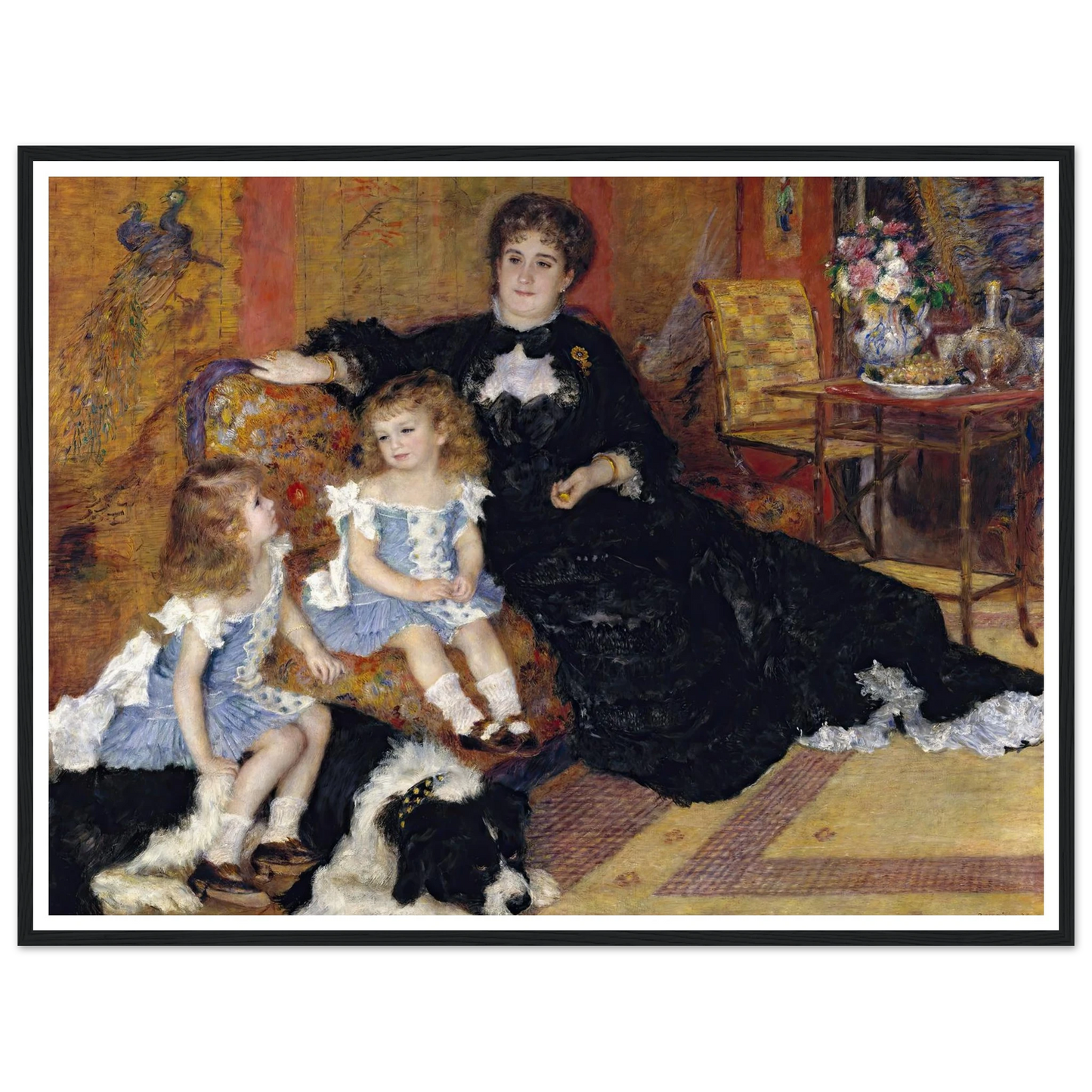 Madame Georges Charpentier (Marguérite-Louise Lemonnier, 1848–1904) and Her Children, Georgette-Berthe (1872–1945) and Paul-Émile-Charles (1875–1895) (1878) Art Print | Pierre Auguste Renoir - Framed Poster - 30x40 cm / 12x16″ - Black frame