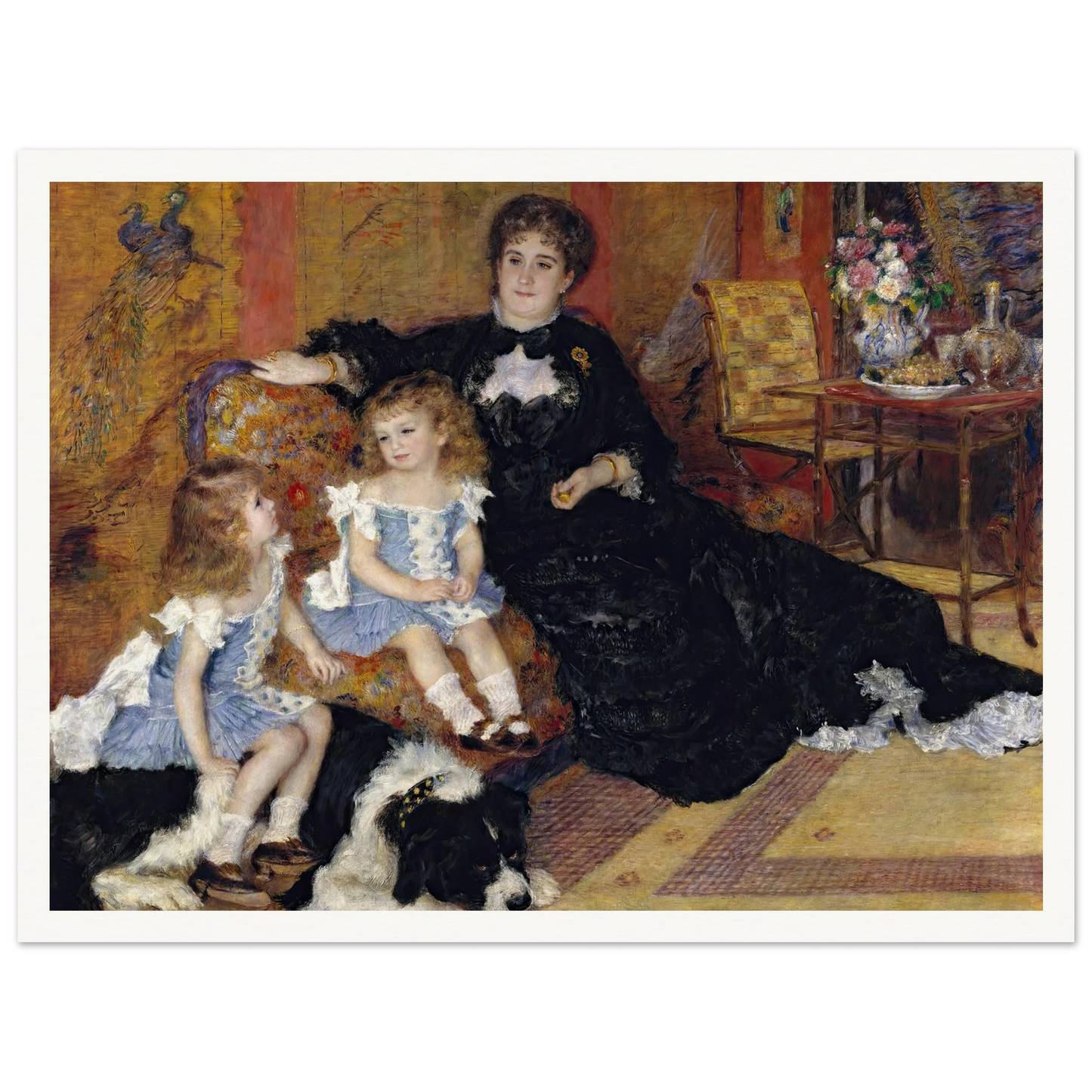 Madame Georges Charpentier (Marguérite-Louise Lemonnier, 1848–1904) and Her Children, Georgette-Berthe (1872–1945) and Paul-Émile-Charles (1875–1895) (1878) Art Print | Pierre Auguste Renoir - Framed Poster - 30x40 cm / 12x16″ - Black frame