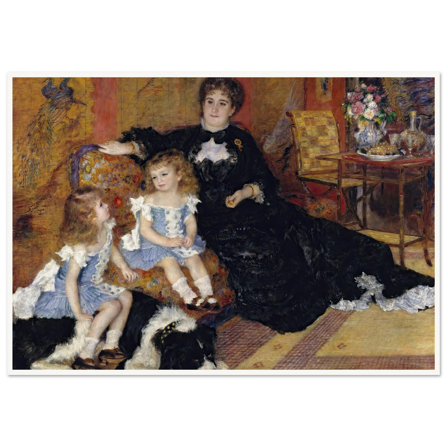 Madame Georges Charpentier (Marguérite-Louise Lemonnier, 1848–1904) and Her Children, Georgette-Berthe (1872–1945) and Paul-Émile-Charles (1875–1895) (1878) Art Print | Pierre Auguste Renoir - Framed Poster - 30x40 cm / 12x16″ - Black frame