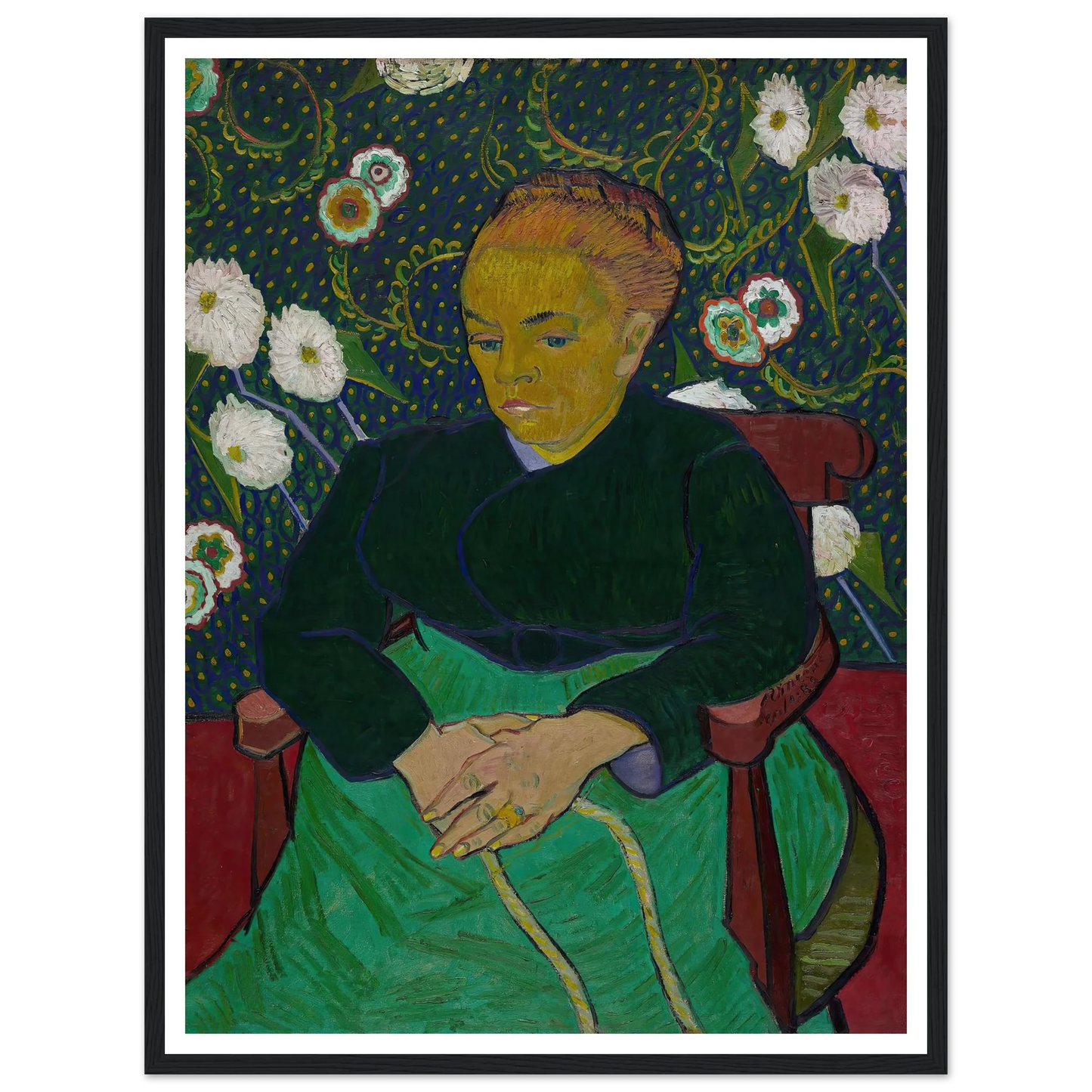 Madame Roulin Rocking the Cradle (La berceuse) (1889) Art Print | Vincent van Gogh - Framed Poster - 30x40 cm / 12x16″ - Black frame