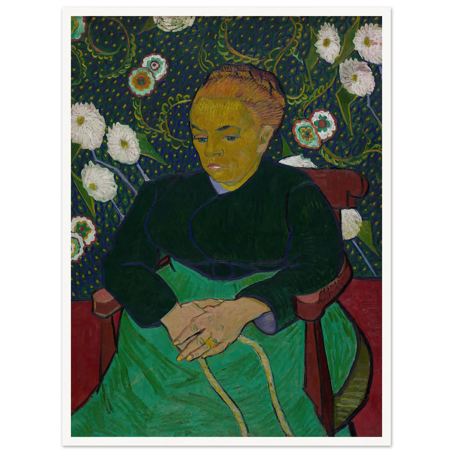 Madame Roulin Rocking the Cradle (La berceuse) (1889) Art Print | Vincent van Gogh - Framed Poster - 30x40 cm / 12x16″ - Black frame