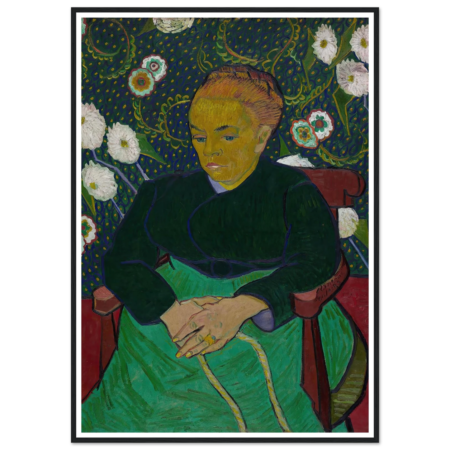 Madame Roulin Rocking the Cradle (La berceuse) (1889) Art Print | Vincent van Gogh - Framed Poster - 30x40 cm / 12x16″ - Black frame