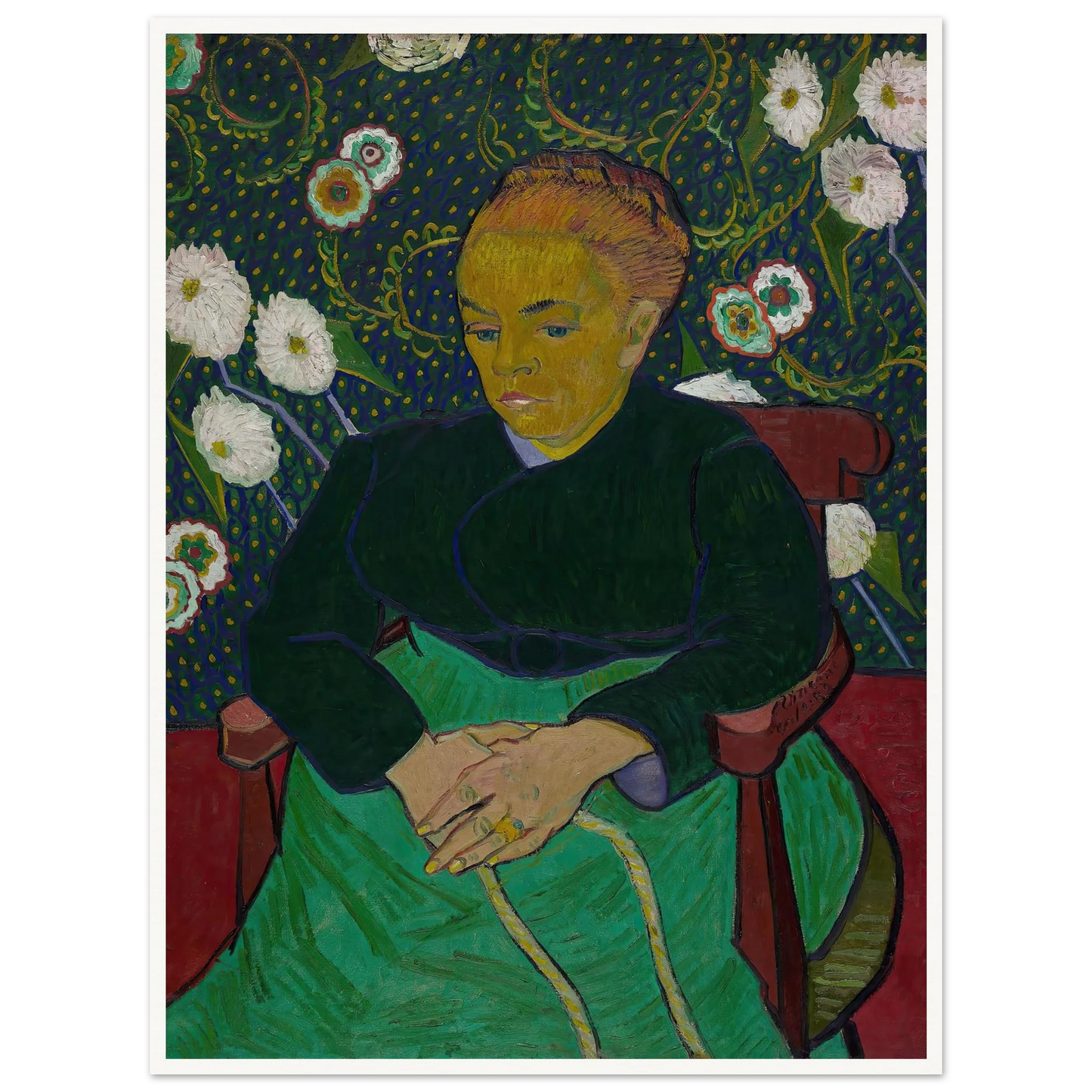 Madame Roulin Rocking the Cradle (La berceuse) (1889) Art Print | Vincent van Gogh - Framed Poster - 30x40 cm / 12x16″ - Black frame