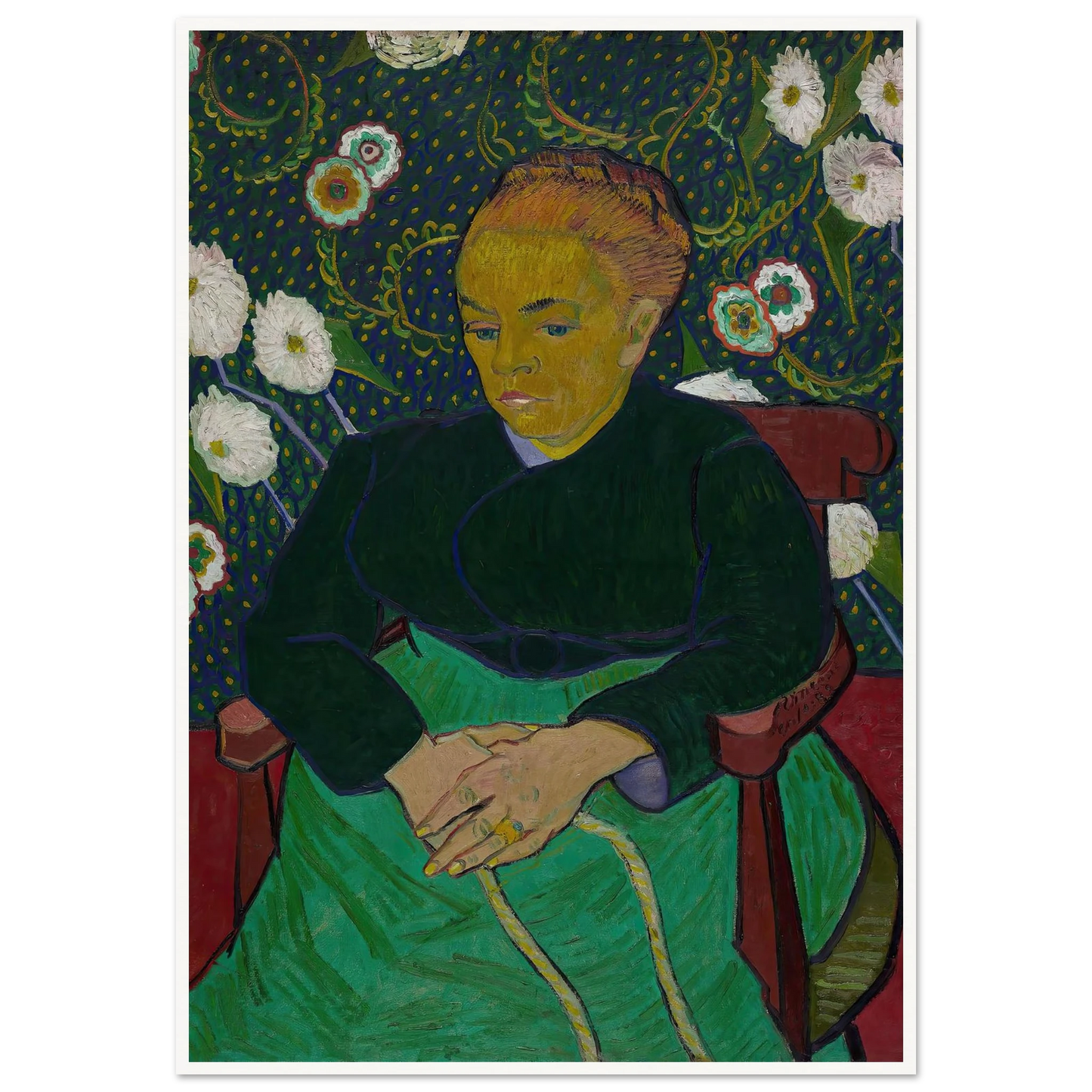 Madame Roulin Rocking the Cradle (La berceuse) (1889) Art Print | Vincent van Gogh - Framed Poster - 30x40 cm / 12x16″ - Black frame