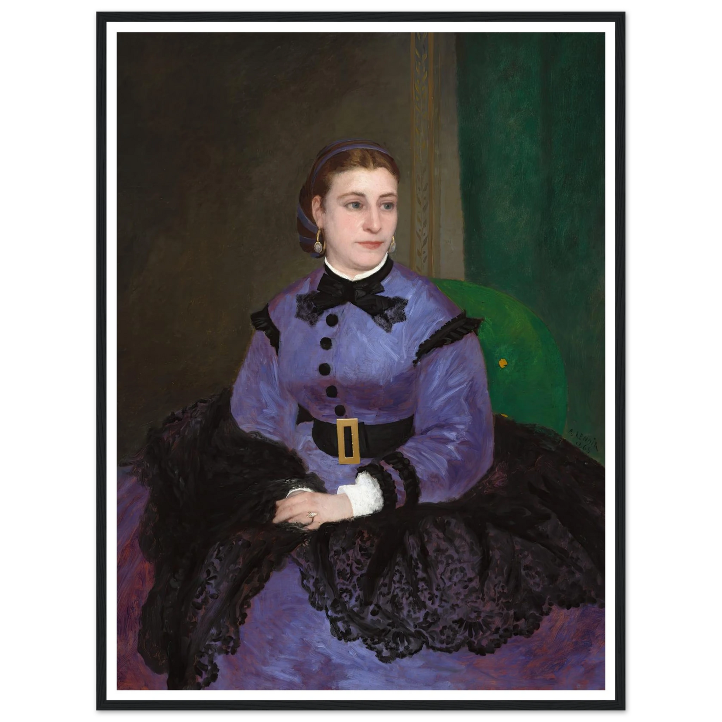 Mademoiselle Sicot (1865) Art Print | Pierre Auguste Renoir - Framed Poster - 30x40 cm / 12x16″ - Black frame