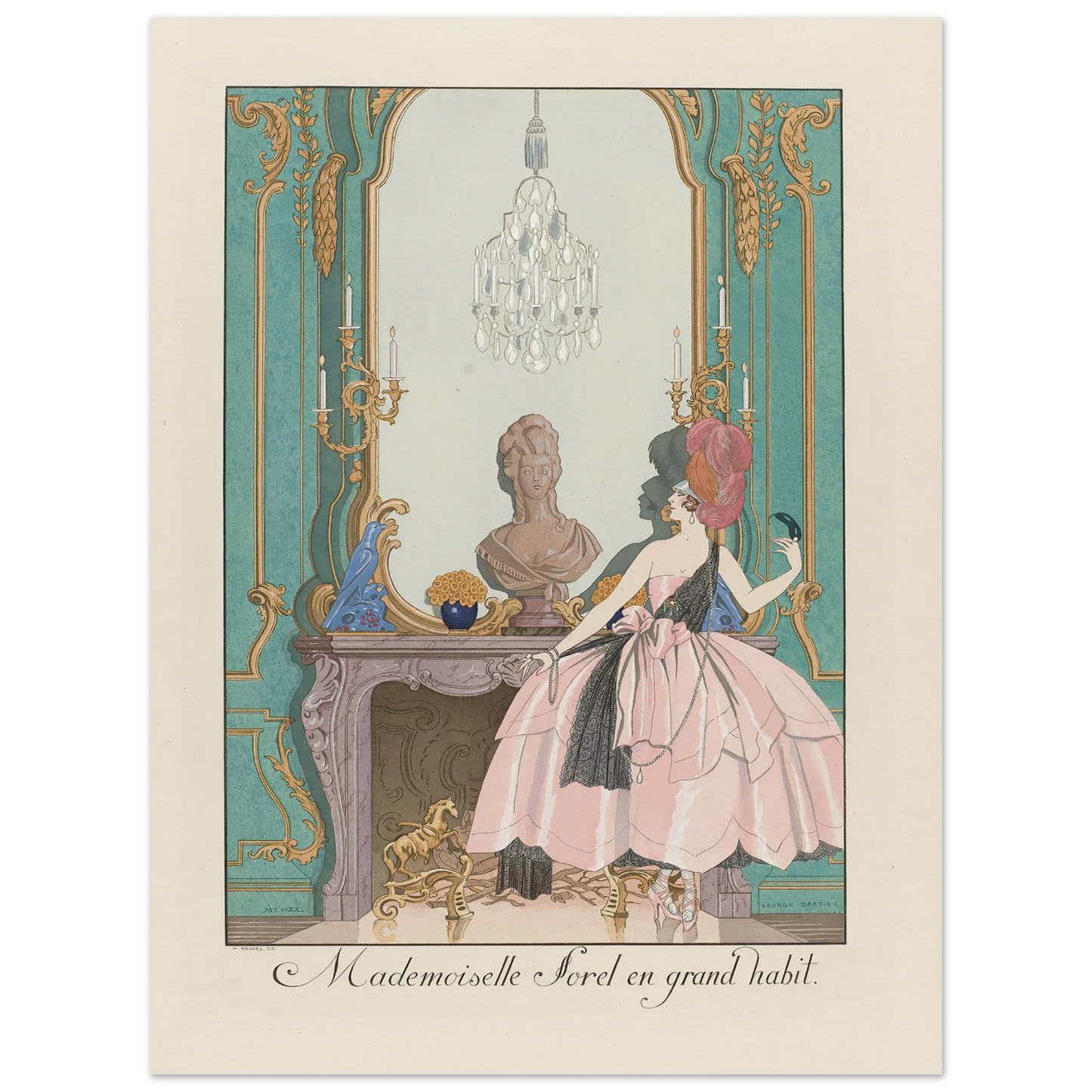 Mademoiselle Sorel en grand habit (1924) Art Print | George Barbier - Framed Poster - 30x40 cm / 12x16″ - Black frame