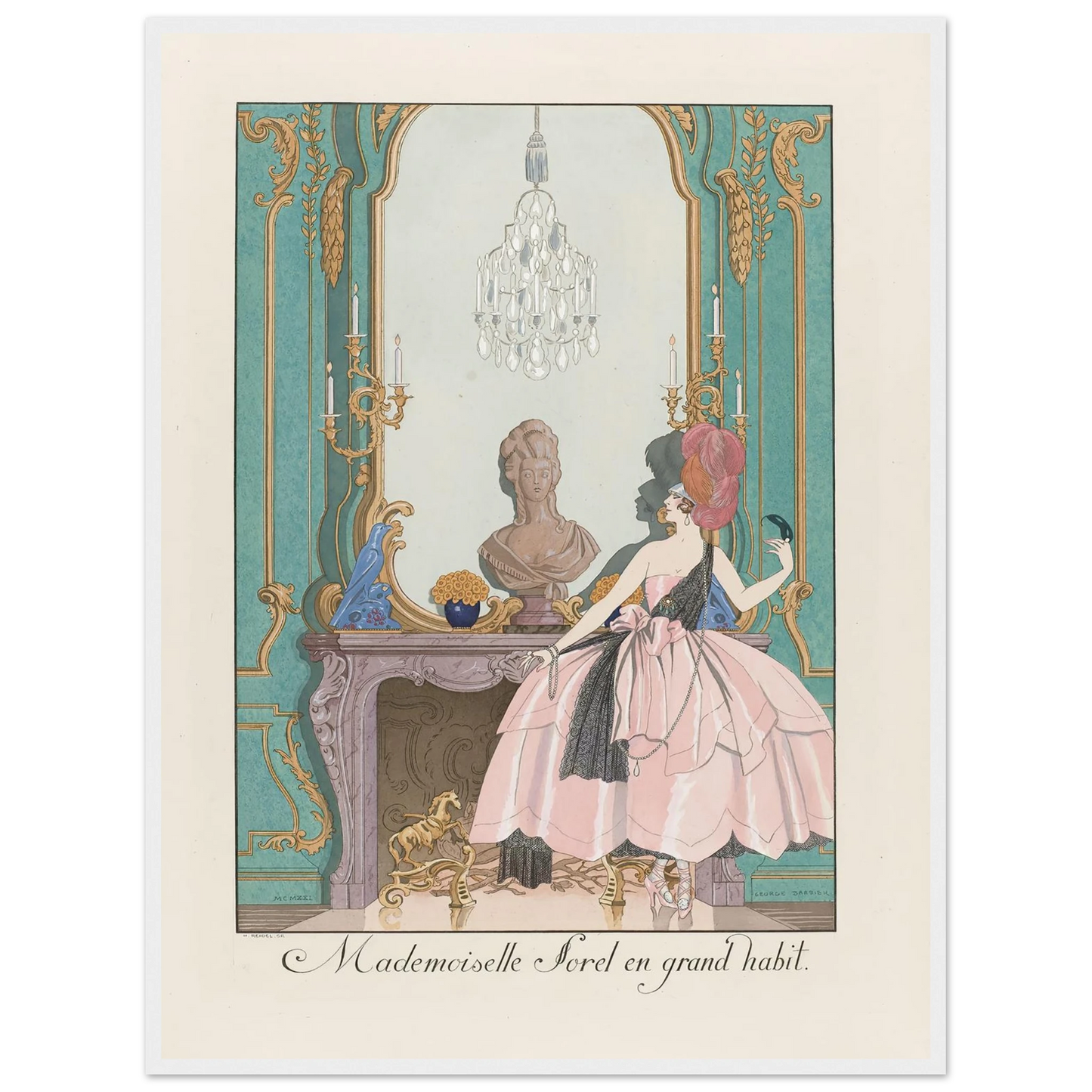 Mademoiselle Sorel en grand habit (1924) Art Print | George Barbier - Framed Poster - 30x40 cm / 12x16″ - Black frame