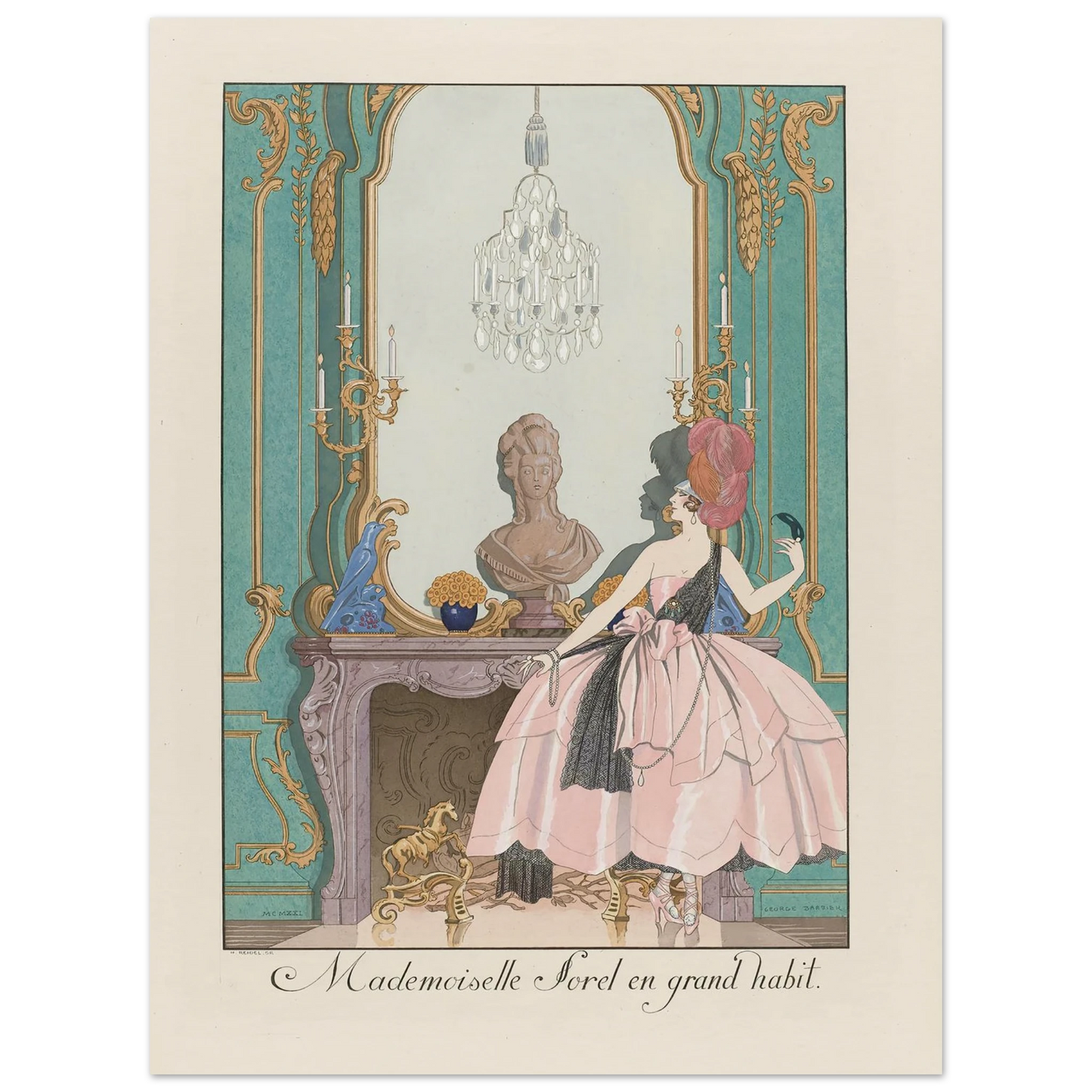 Mademoiselle Sorel en grand habit (1924) Art Print | George Barbier - Framed Poster - 30x40 cm / 12x16″ - Black frame