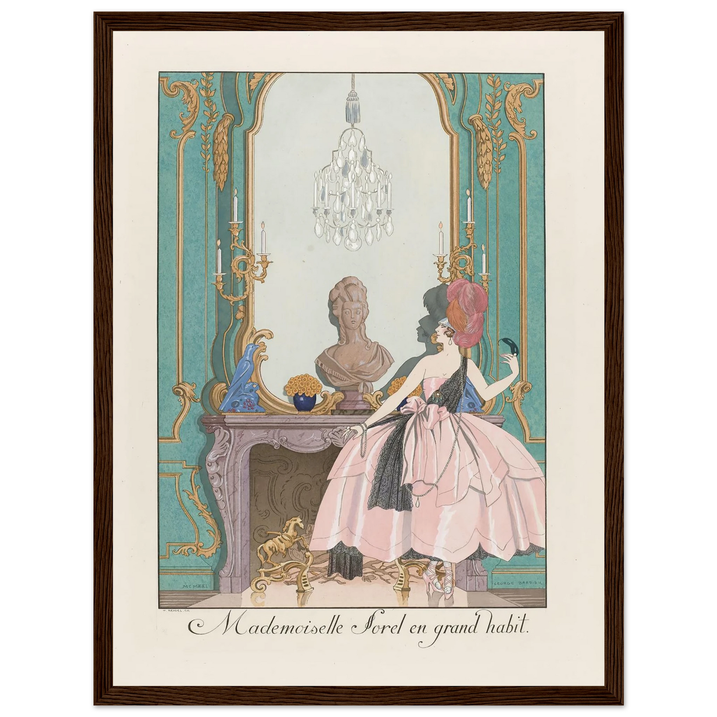 Mademoiselle Sorel en grand habit (1924) Art Print | George Barbier - Framed Poster - 30x40 cm / 12x16″ - Black frame