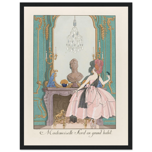 Mademoiselle Sorel en grand habit (1924) Art Print | George Barbier - Framed Poster - 30x40 cm / 12x16″ - Black frame