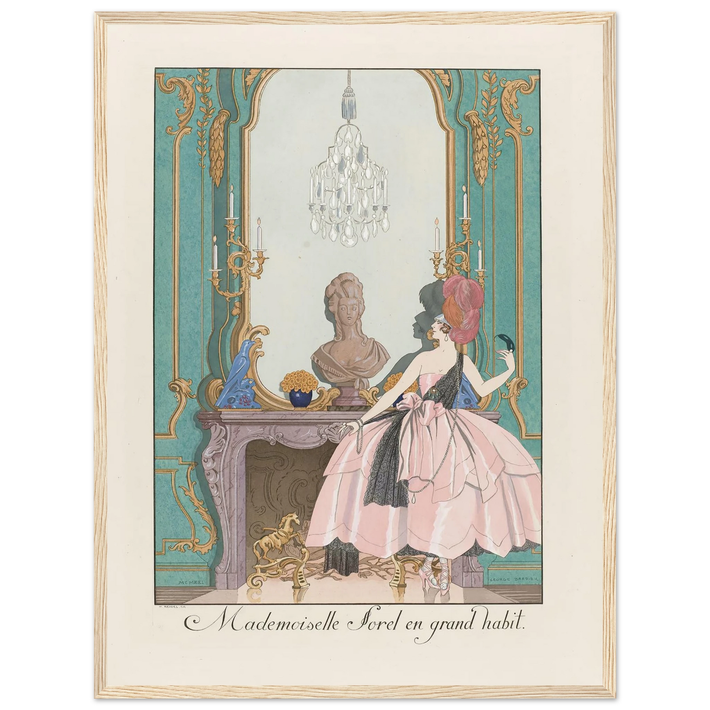 Mademoiselle Sorel en grand habit (1924) Art Print | George Barbier - Framed Poster - 30x40 cm / 12x16″ - Black frame