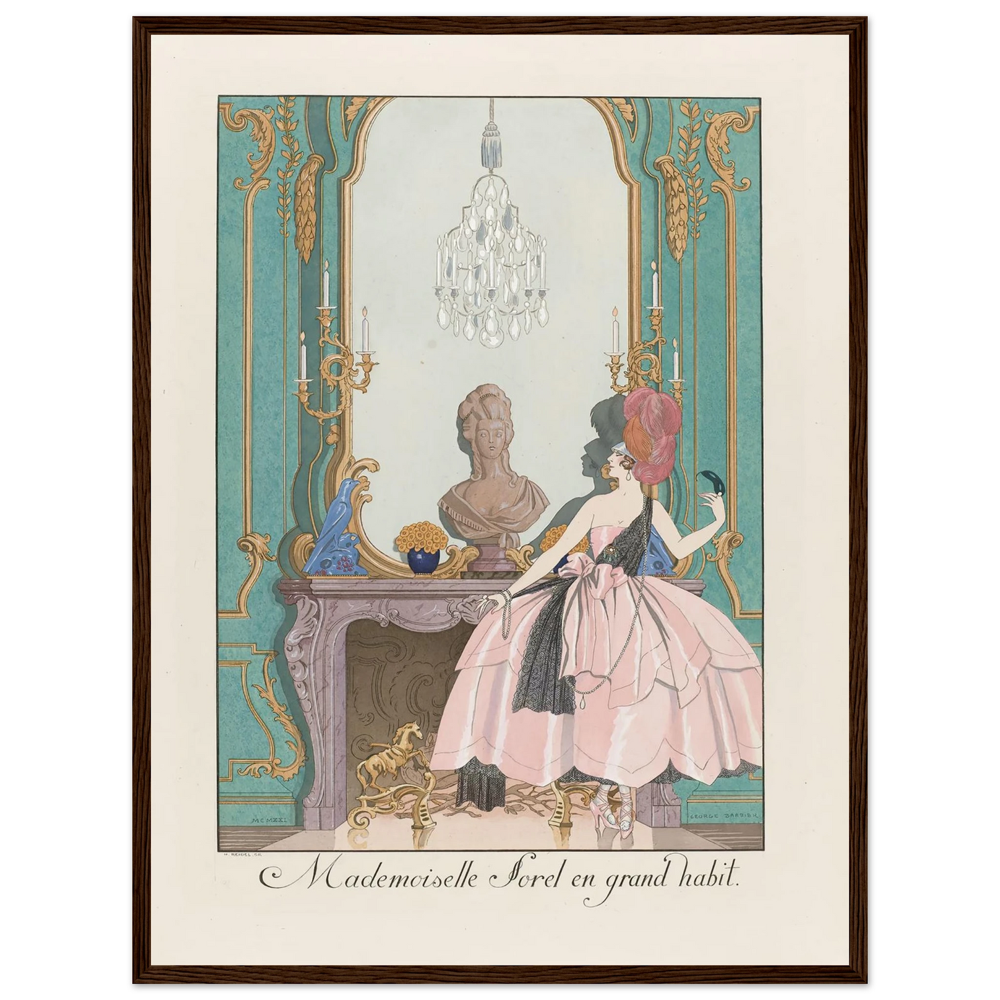 Mademoiselle Sorel en grand habit (1924) Art Print | George Barbier - Framed Poster - 30x40 cm / 12x16″ - Black frame
