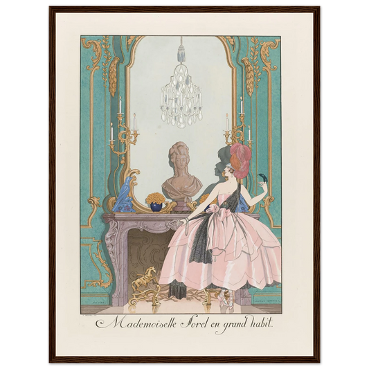 Mademoiselle Sorel en grand habit (1924) Art Print | George Barbier - Framed Poster - 30x40 cm / 12x16″ - Black frame
