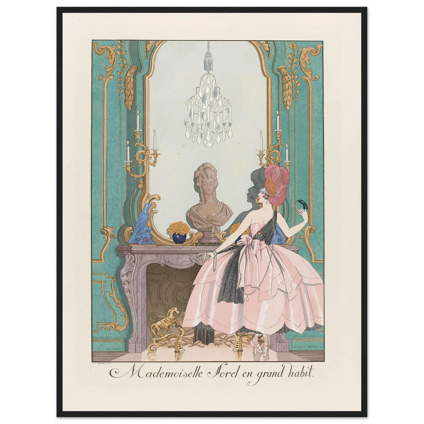 Mademoiselle Sorel en grand habit (1924) Art Print | George Barbier - Framed Poster - 30x40 cm / 12x16″ - Black frame