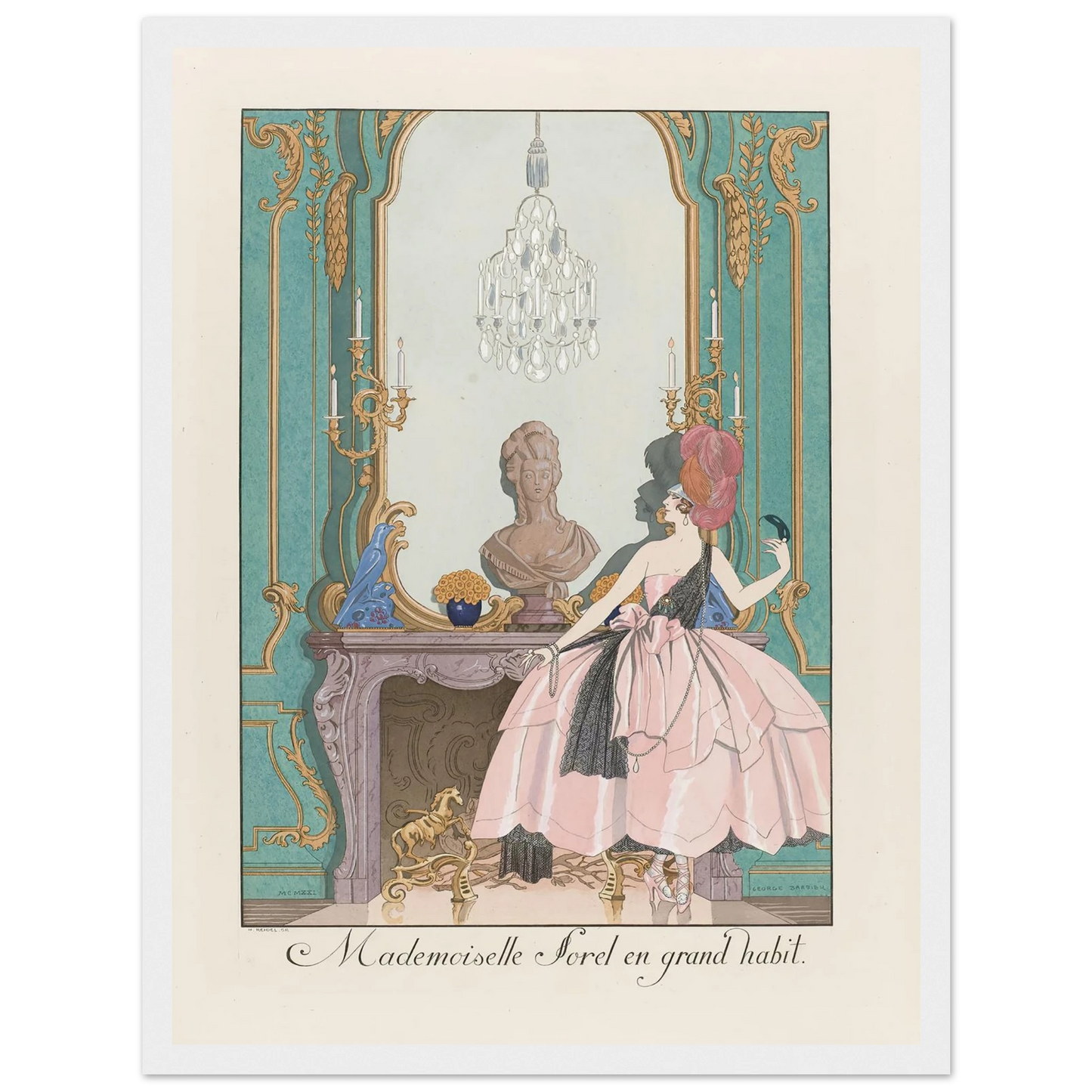 Mademoiselle Sorel en grand habit (1924) Art Print | George Barbier - Framed Poster - 30x40 cm / 12x16″ - Black frame