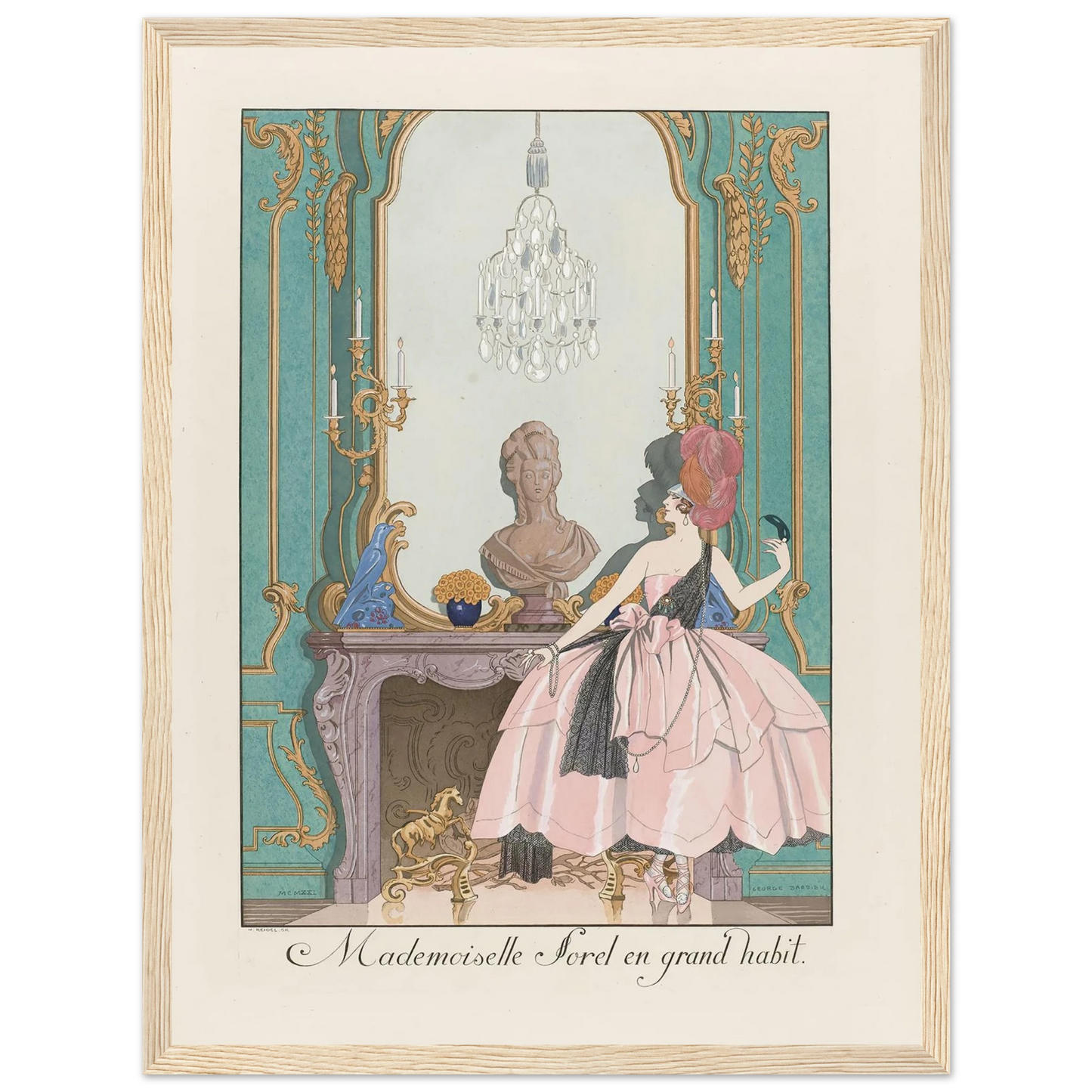 Mademoiselle Sorel en grand habit (1924) Art Print | George Barbier - Framed Poster - 30x40 cm / 12x16″ - Black frame