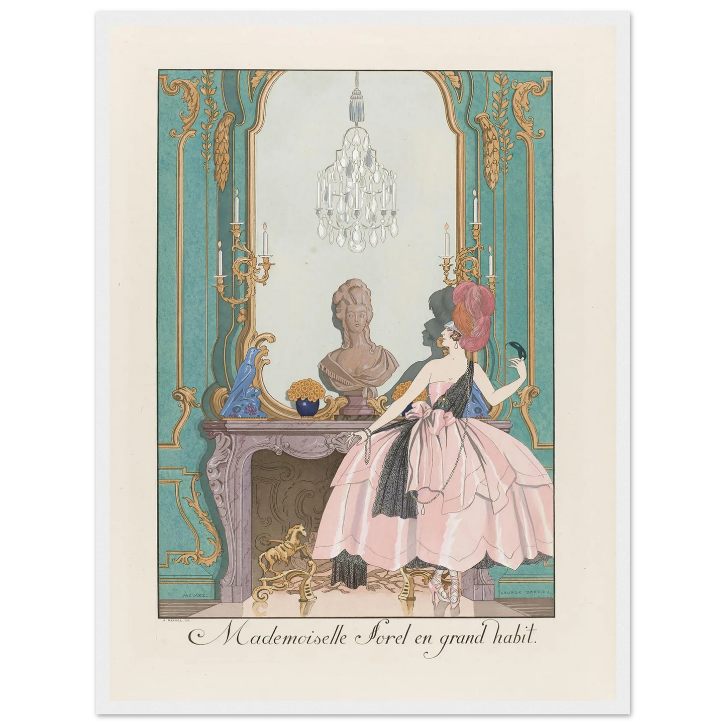 Mademoiselle Sorel en grand habit (1924) Art Print | George Barbier - Framed Poster - 30x40 cm / 12x16″ - Black frame