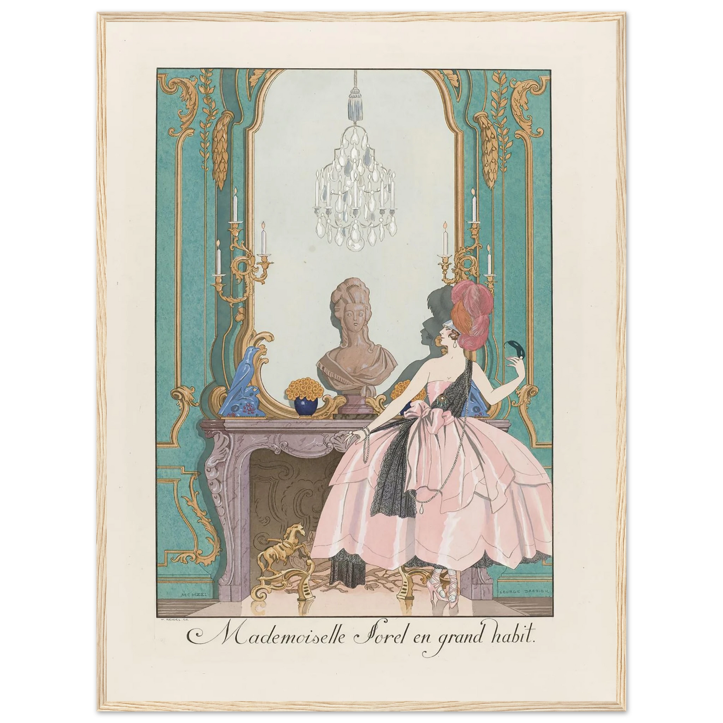 Mademoiselle Sorel en grand habit (1924) Art Print | George Barbier - Framed Poster - 30x40 cm / 12x16″ - Black frame