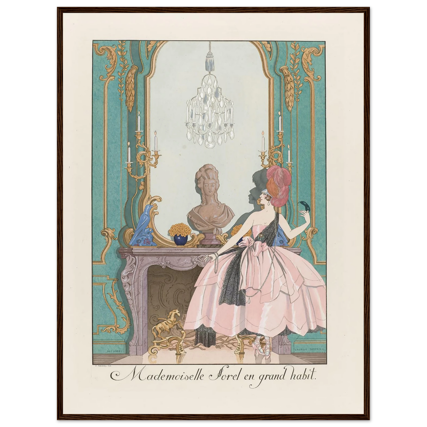 Mademoiselle Sorel en grand habit (1924) Art Print | George Barbier - Framed Poster - 30x40 cm / 12x16″ - Black frame