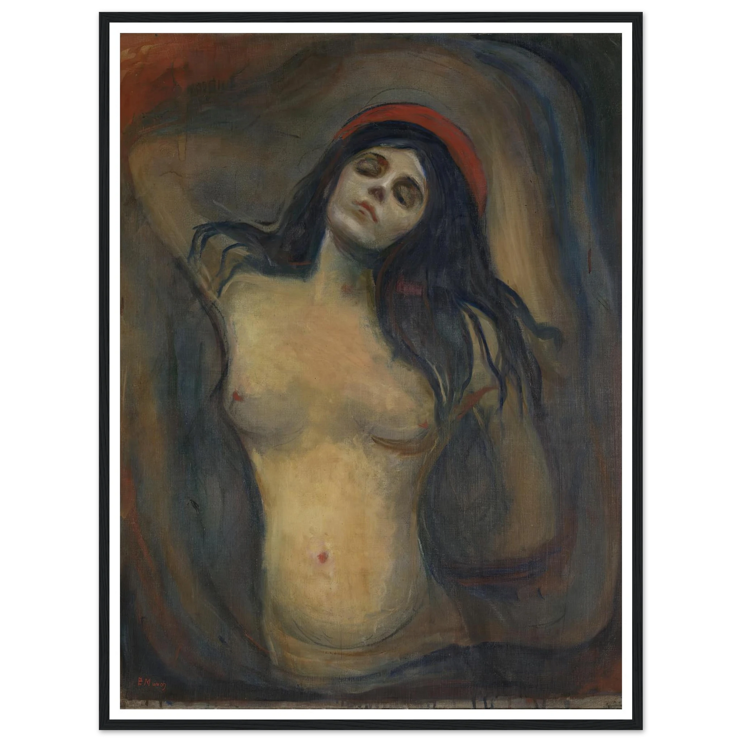 Madonna (1894) Art Print | Edvard Munch - Framed Poster - 30x40 cm / 12x16″ - Black frame