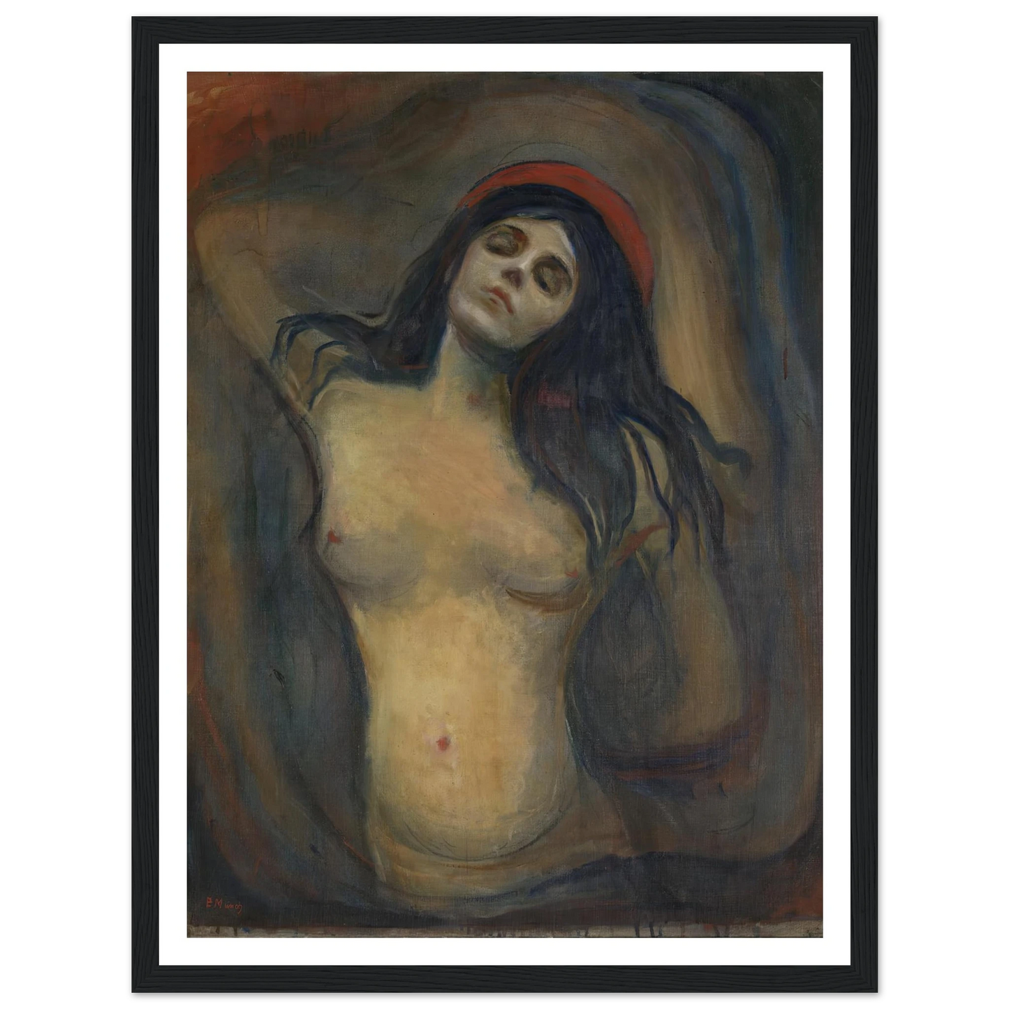 Madonna (1894) Art Print | Edvard Munch - Framed Poster - 30x40 cm / 12x16″ - Black frame