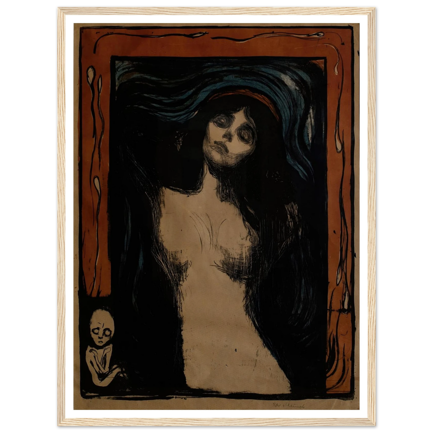 Madonna (1895) Art Print | Edvard Munch - Framed Poster - 30x40 cm / 12x16″ - Black frame