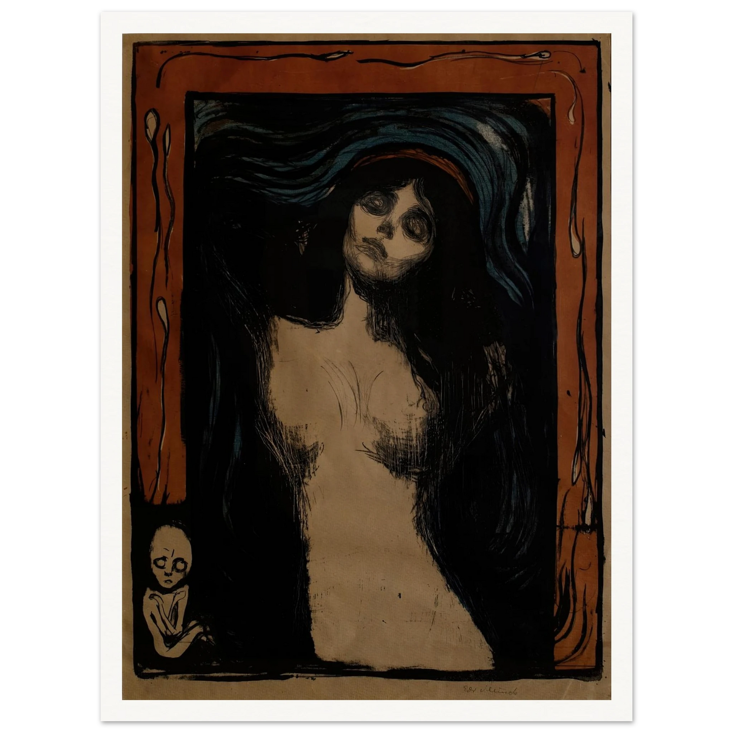 Madonna (1895) Art Print | Edvard Munch - Framed Poster - 30x40 cm / 12x16″ - Black frame