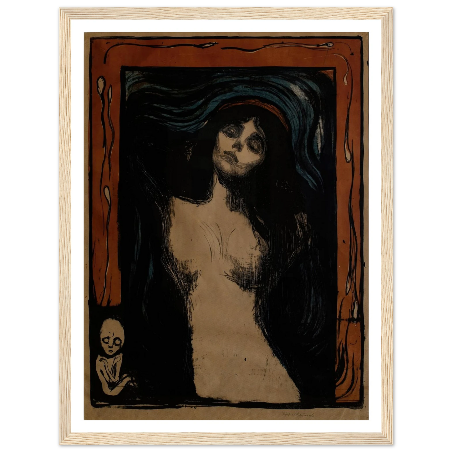Madonna (1895) Art Print | Edvard Munch - Framed Poster - 30x40 cm / 12x16″ - Black frame