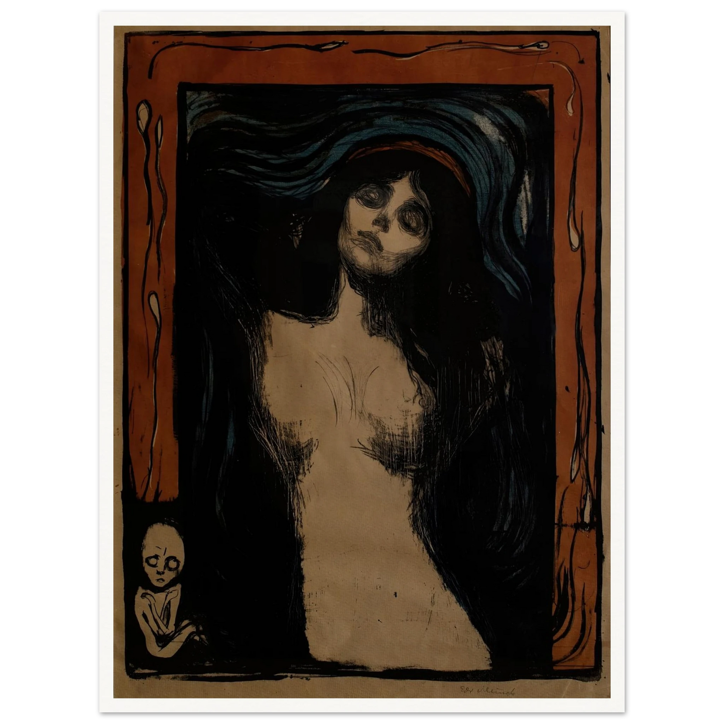 Madonna (1895) Art Print | Edvard Munch - Framed Poster - 30x40 cm / 12x16″ - Black frame