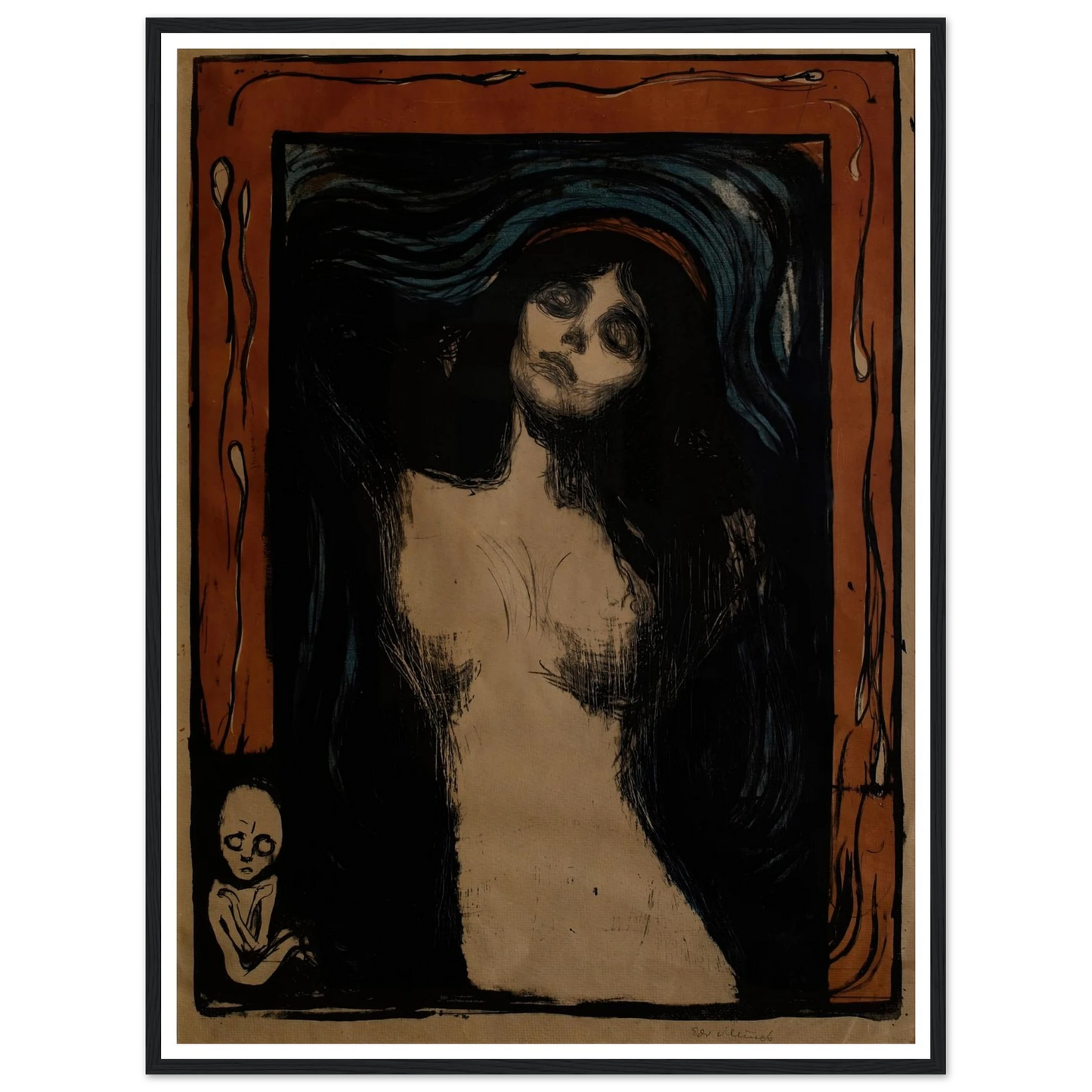 Madonna (1895) Art Print | Edvard Munch - Framed Poster - 30x40 cm / 12x16″ - Black frame