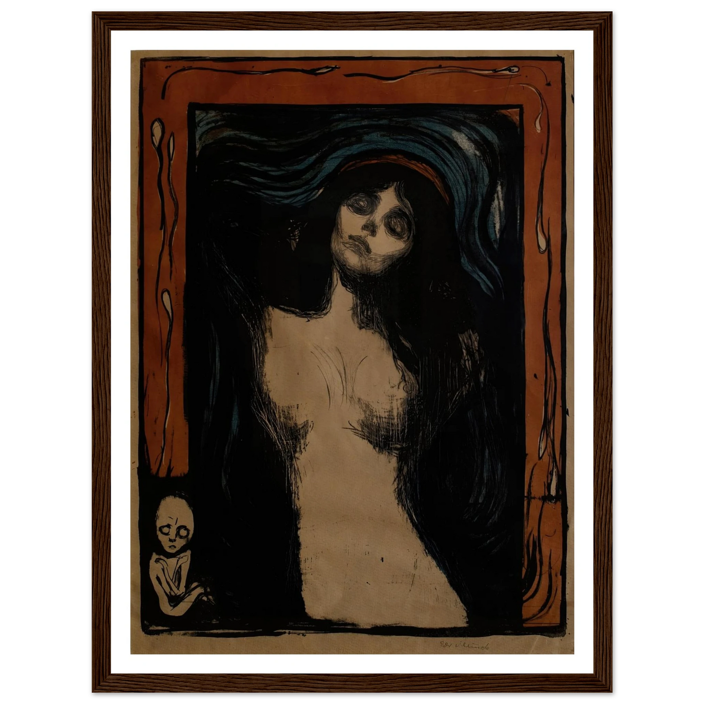 Madonna (1895) Art Print | Edvard Munch - Framed Poster - 30x40 cm / 12x16″ - Black frame