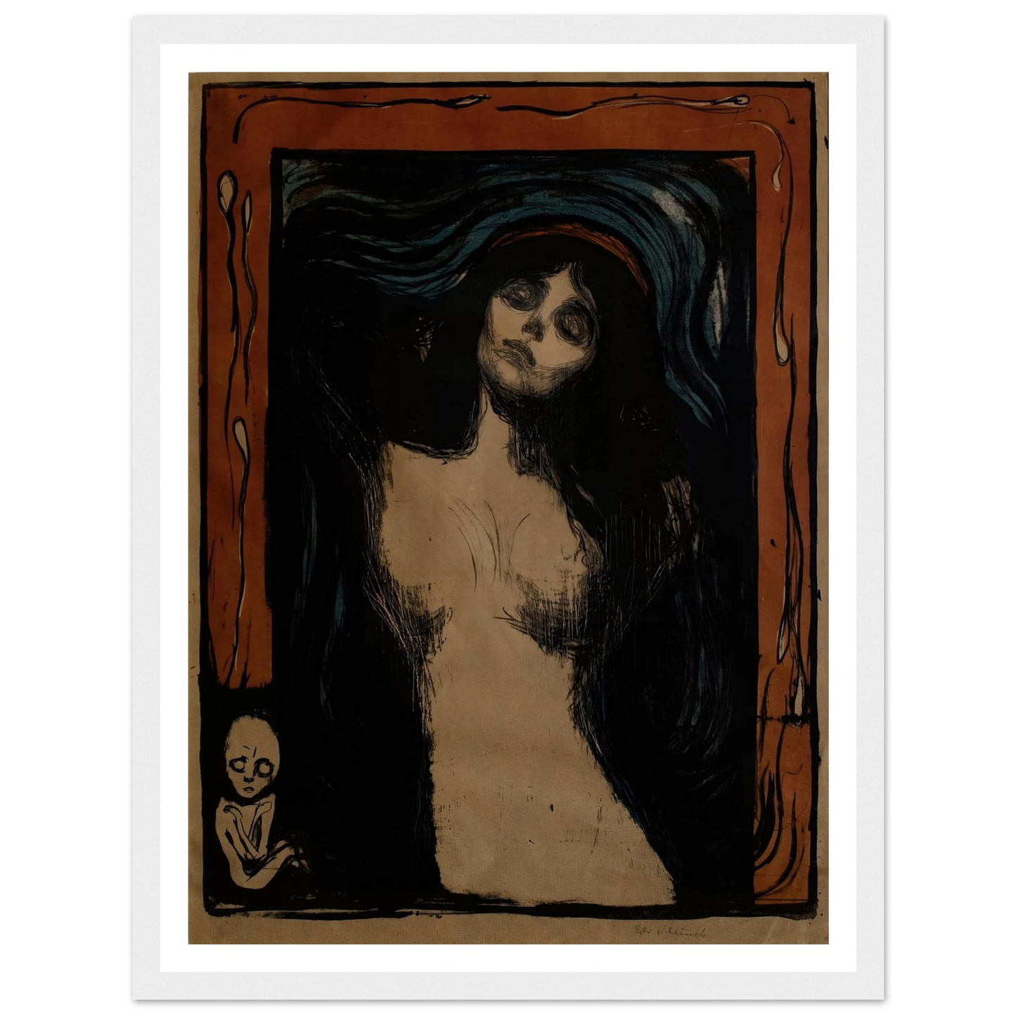 Madonna (1895) Art Print | Edvard Munch - Framed Poster - 30x40 cm / 12x16″ - Black frame